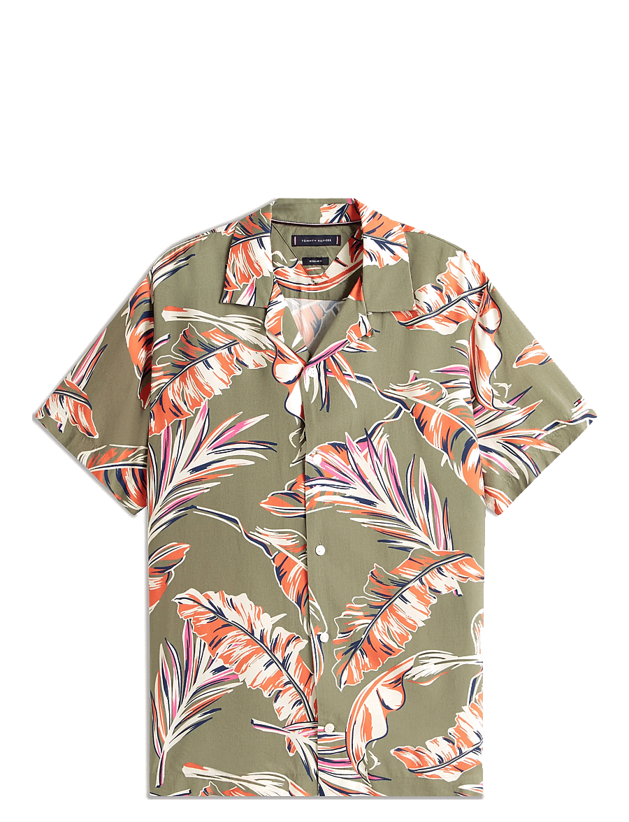 Tommy Hilfiger - LIGHTWEIGHT LEAF AOP SS SHIRT - lühikeste varrukatega särgid - battle green / allover - 1
