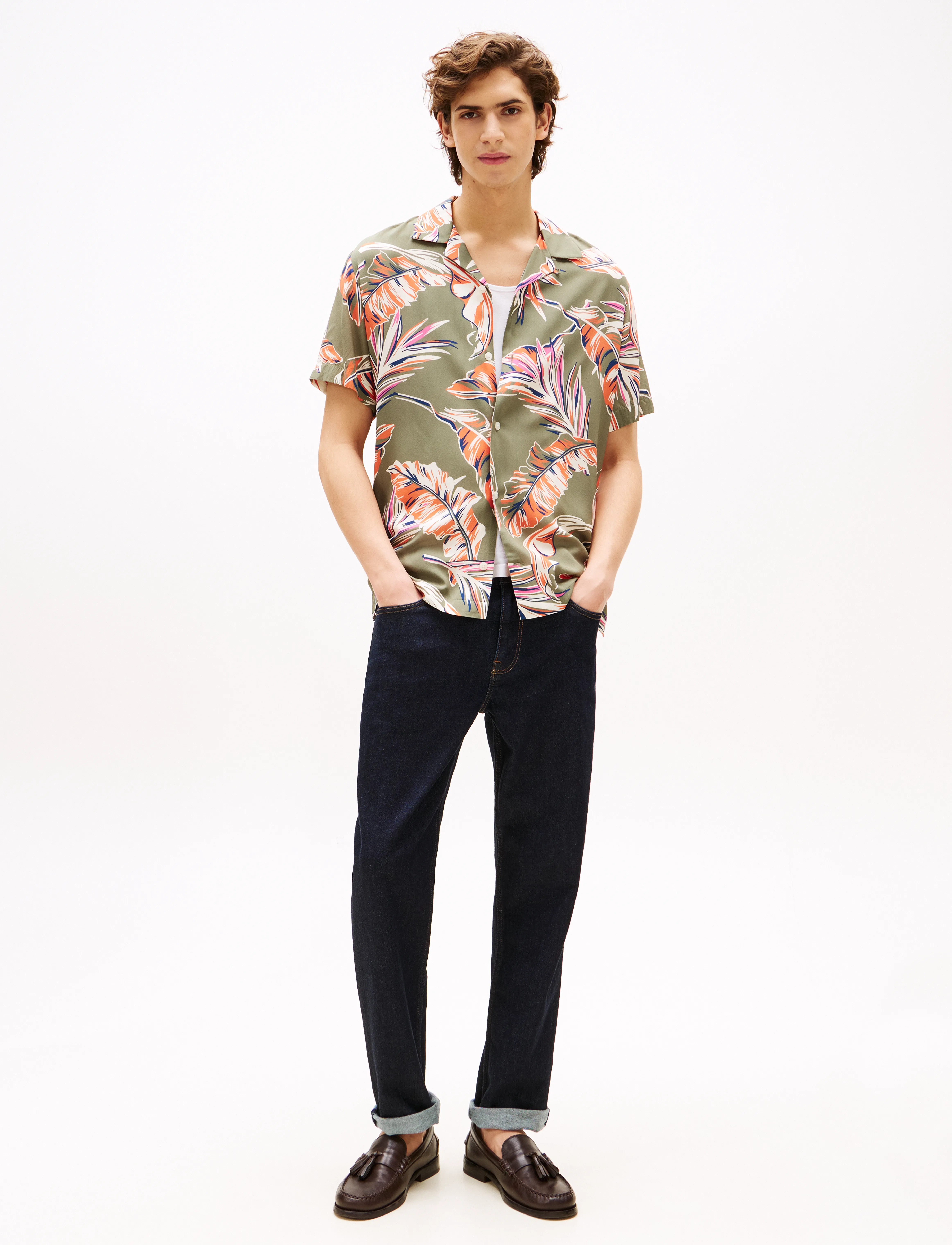 Tommy Hilfiger - LIGHTWEIGHT LEAF AOP SS SHIRT - stutterma skyrtur - battle green / allover - 2