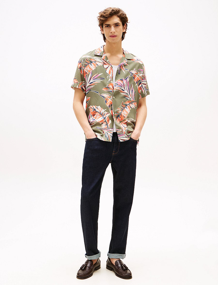 Tommy Hilfiger - LIGHTWEIGHT LEAF AOP SS SHIRT - lühikeste varrukatega särgid - battle green / allover - 2