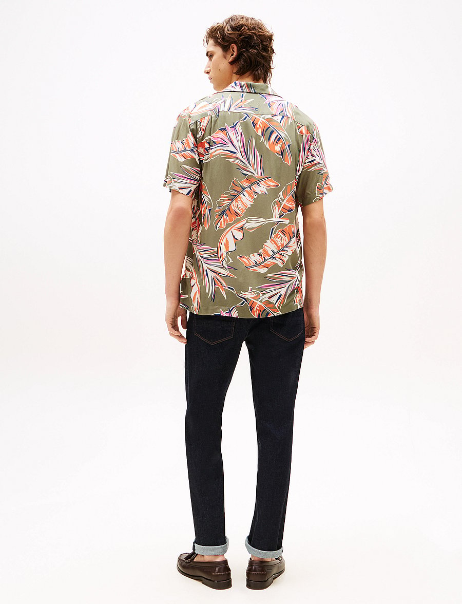 Tommy Hilfiger - LIGHTWEIGHT LEAF AOP SS SHIRT - lühikeste varrukatega särgid - battle green / allover - 3