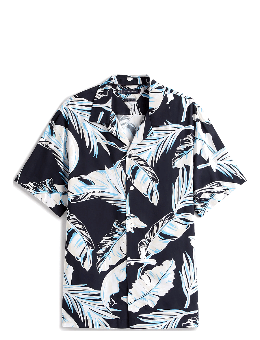 Tommy Hilfiger - LIGHTWEIGHT LEAF AOP SS SHIRT - kurzarmhemden - black / allover - 1