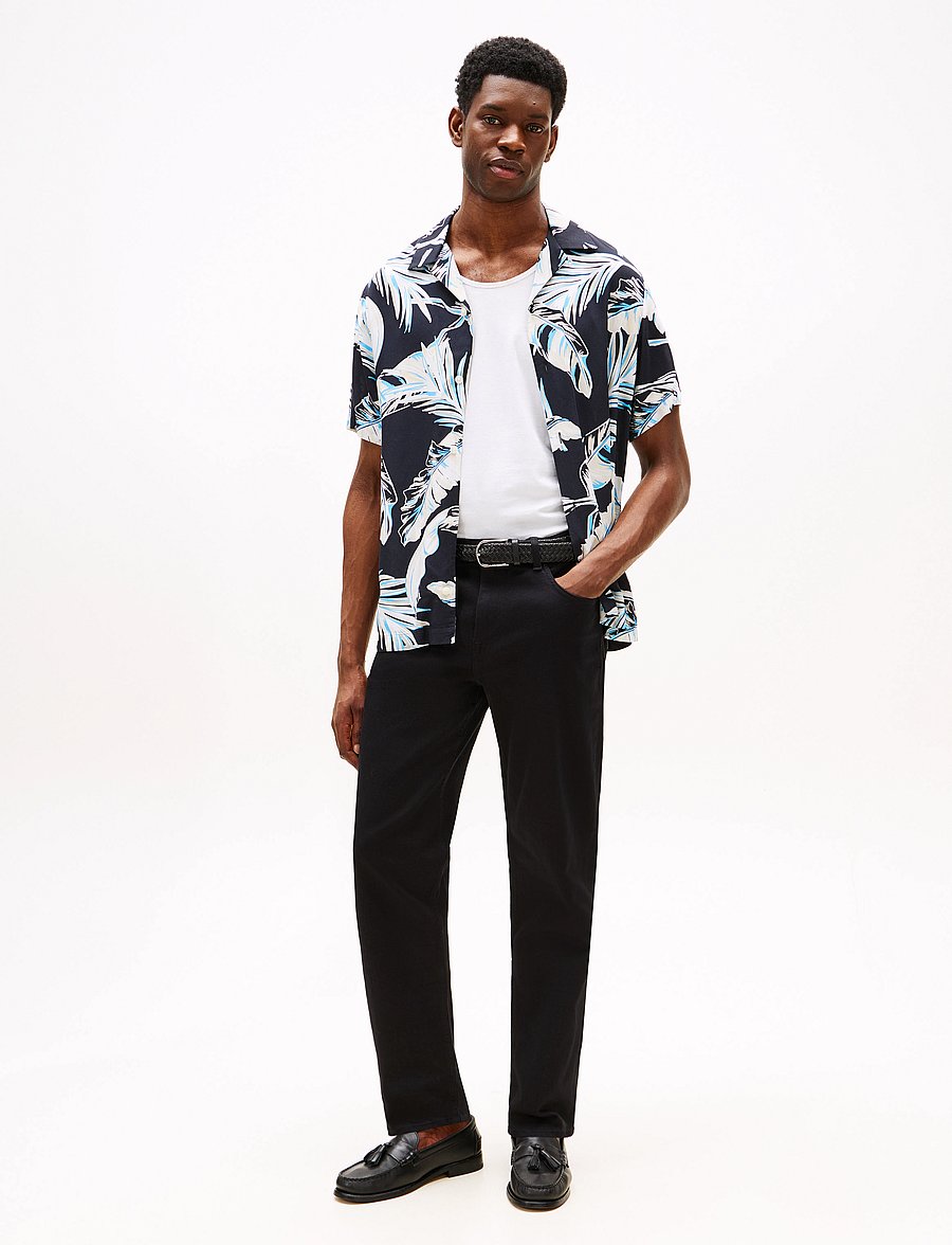 Tommy Hilfiger - LIGHTWEIGHT LEAF AOP SS SHIRT - kurzarmhemden - black / allover - 2