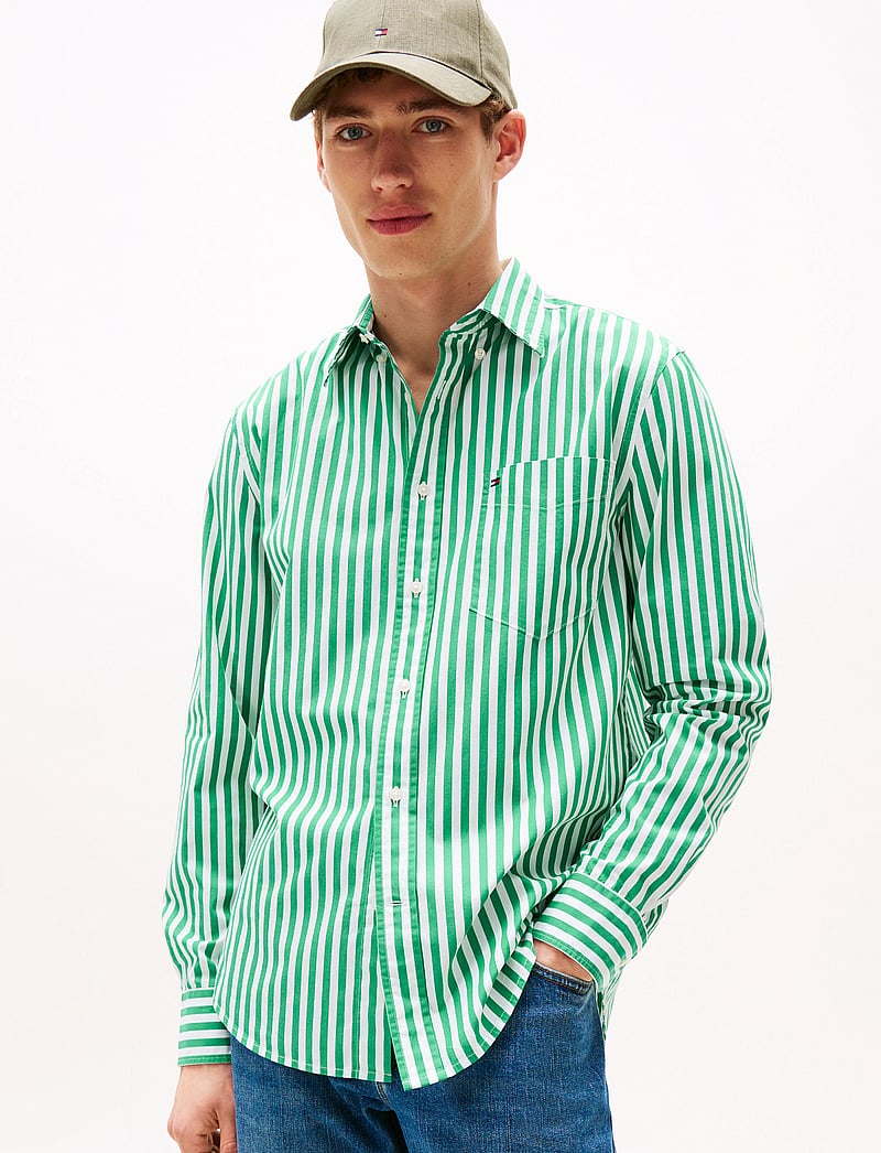 Tommy Hilfiger - FLEX POPLIN BOLD STRIPE SHIRT - basic skjortor - olympic green / stripe - 0