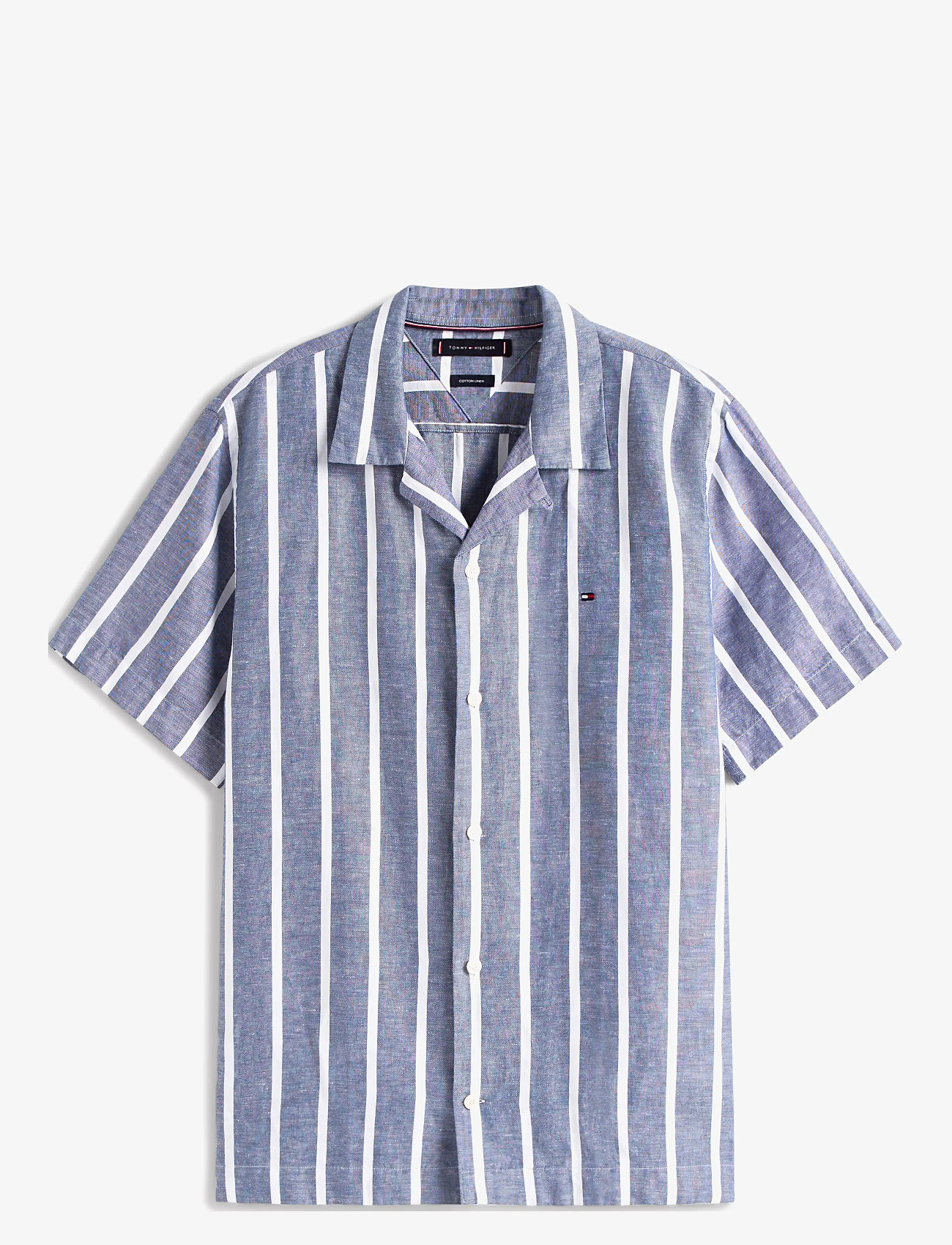 Tommy Hilfiger - LINEN BLEND STRIPED SS RF SHIRT - basic shirts - preppy navy / stripe - 1
