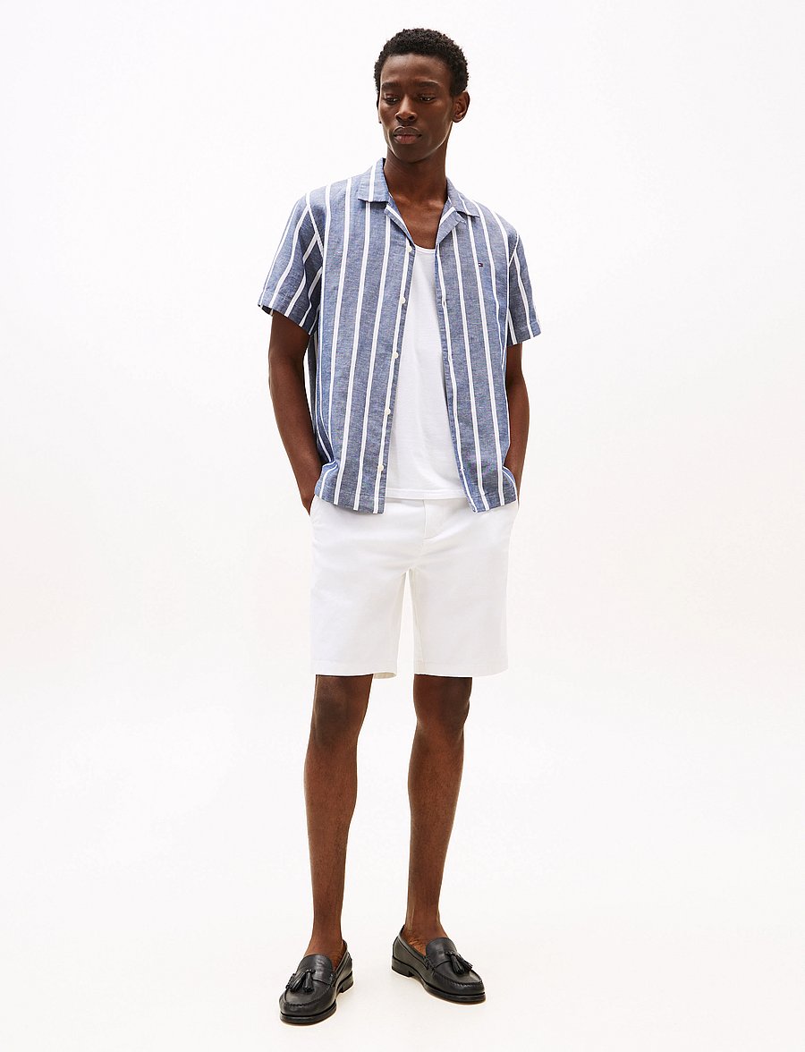Tommy Hilfiger - LINEN BLEND STRIPED SS RF SHIRT - gestreifte hemden - preppy navy / stripe - 2