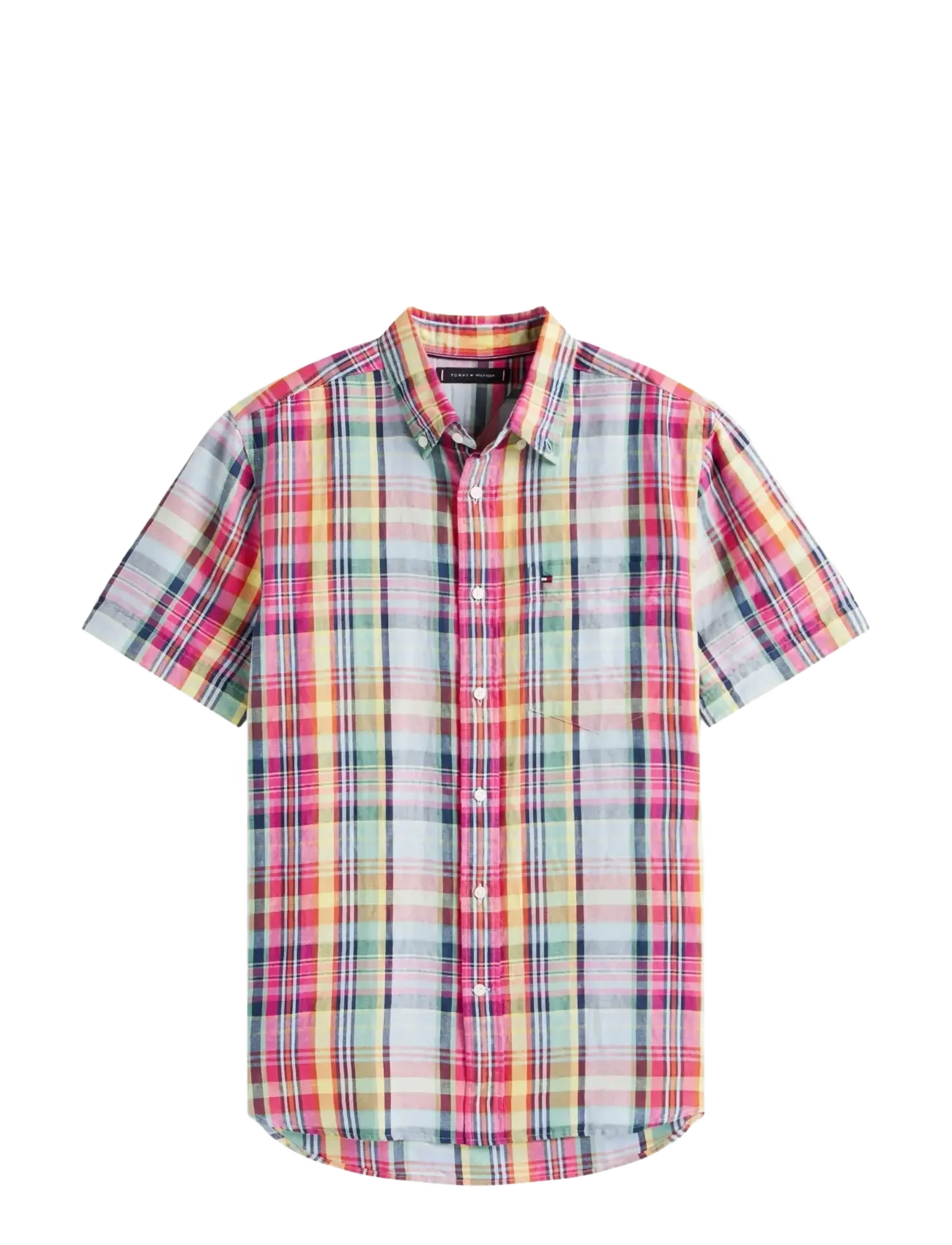 TOMMY HILFIGER Linen Blend Madras Ss Shirt Patterned - M - Herren