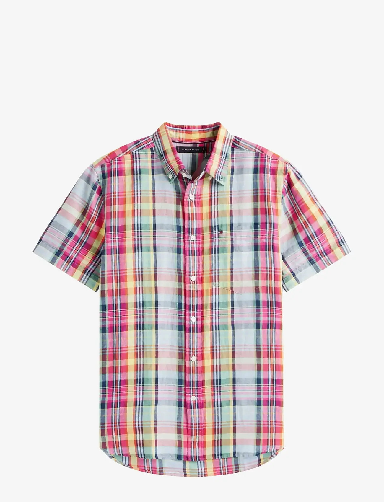Tommy Hilfiger - LINEN BLEND MADRAS SS SHIRT - short-sleeved shirts - brilliant orange multi   check - 1
