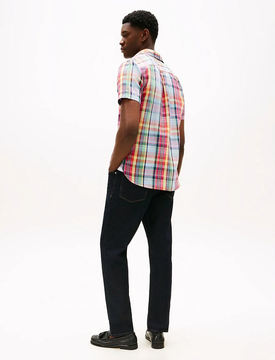 Tommy Hilfiger - LINEN BLEND MADRAS SS SHIRT - kortærmede skjorter - brilliant orange multi check - 2