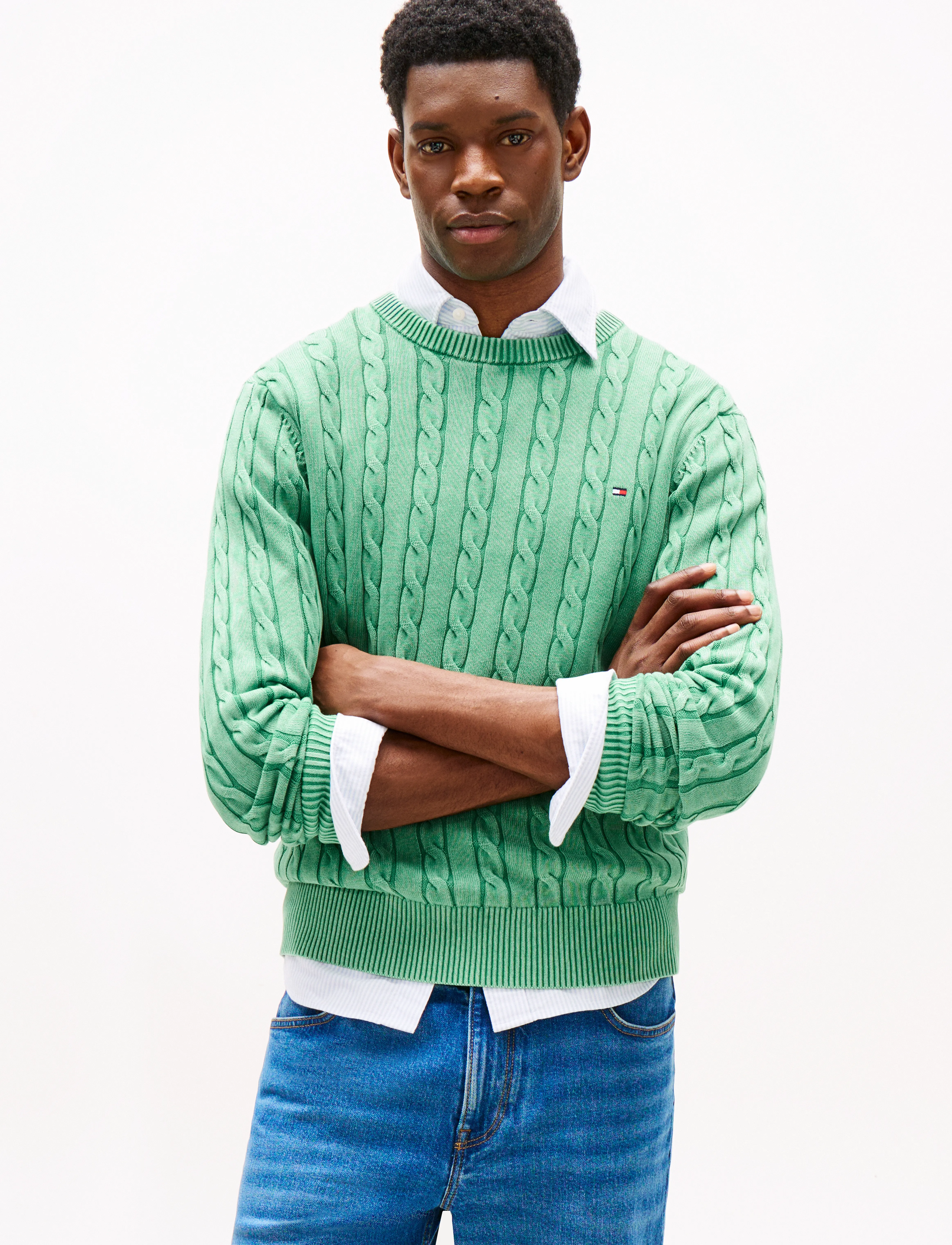 Tommy Hilfiger CLASSIC CABLE GMD C NK - Tommy Hilfiger - FORT GREEN / green