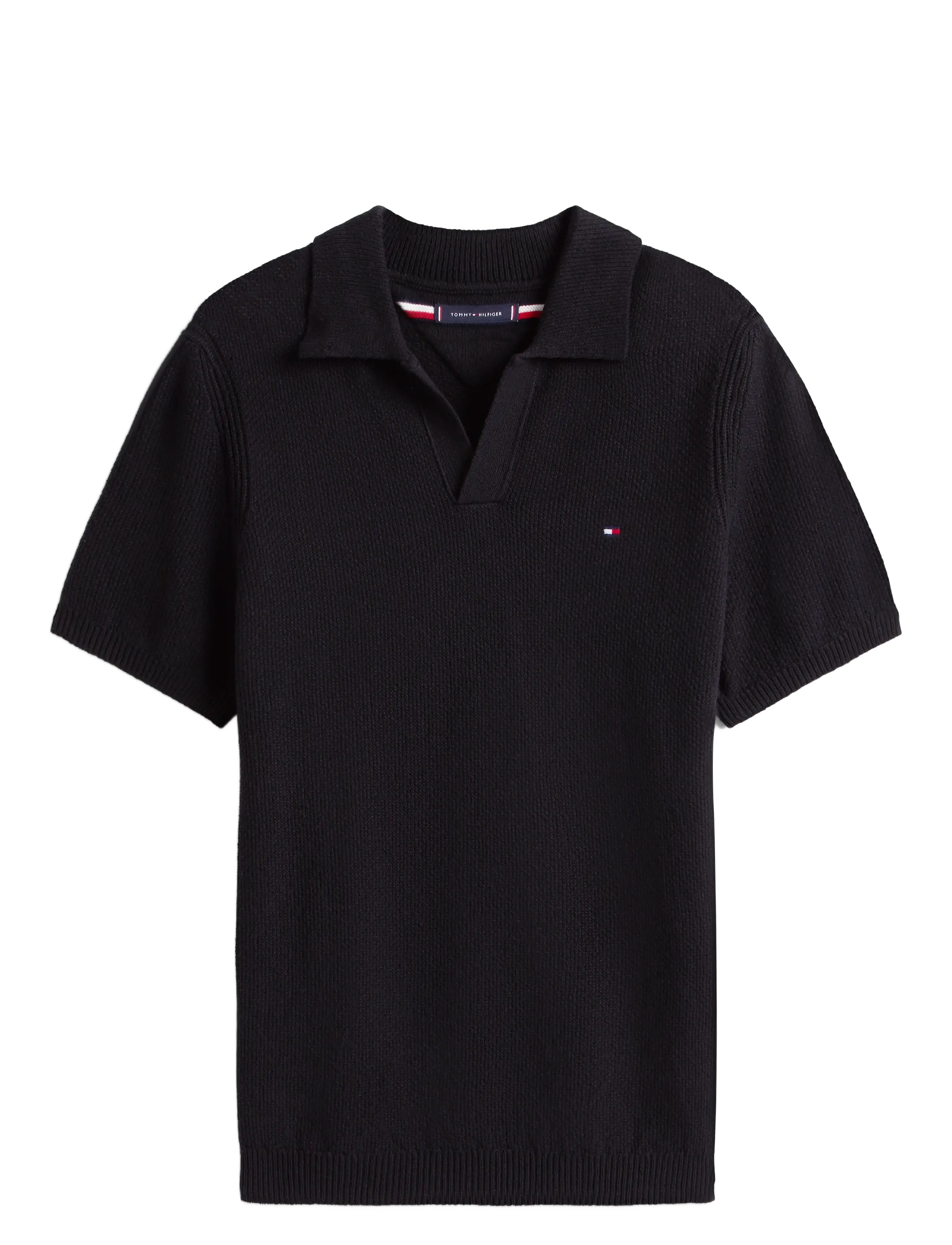 TOMMY HILFIGER Strick Textured Polo Schwarz - S - Herren