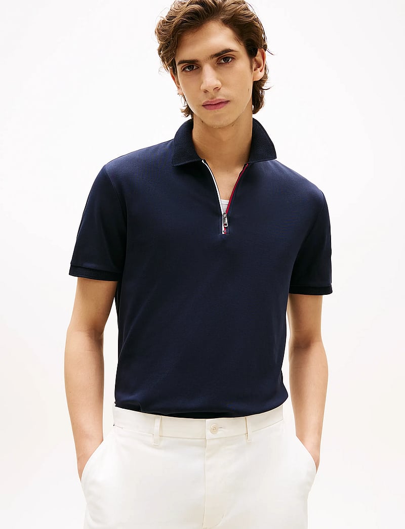 Tommy Hilfiger - INTERLOCK ZIP REG POLO - short-sleeved polos - desert sky - 0