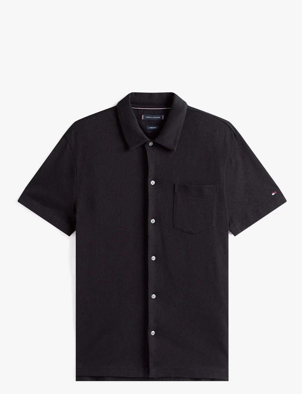 Tommy Hilfiger - OPEN KNIT FULL PLACKET REG POLO - gestrickte polohemden - black - 1