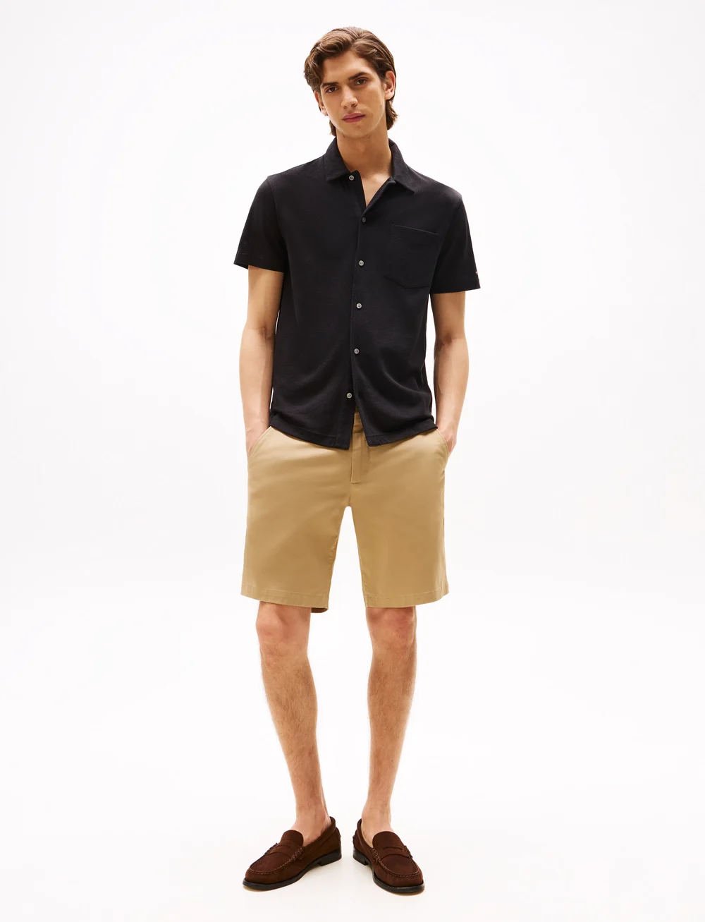 Tommy Hilfiger - OPEN KNIT FULL PLACKET REG POLO - gestrickte polohemden - black - 2