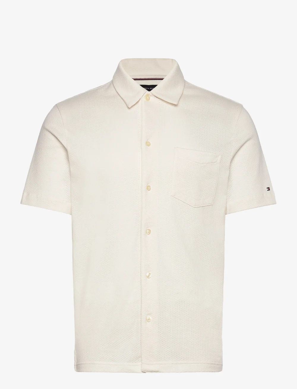 Tommy Hilfiger - OPEN KNIT FULL PLACKET REG POLO - trikotažiniai polo marškinėliai - ivory petal - 1