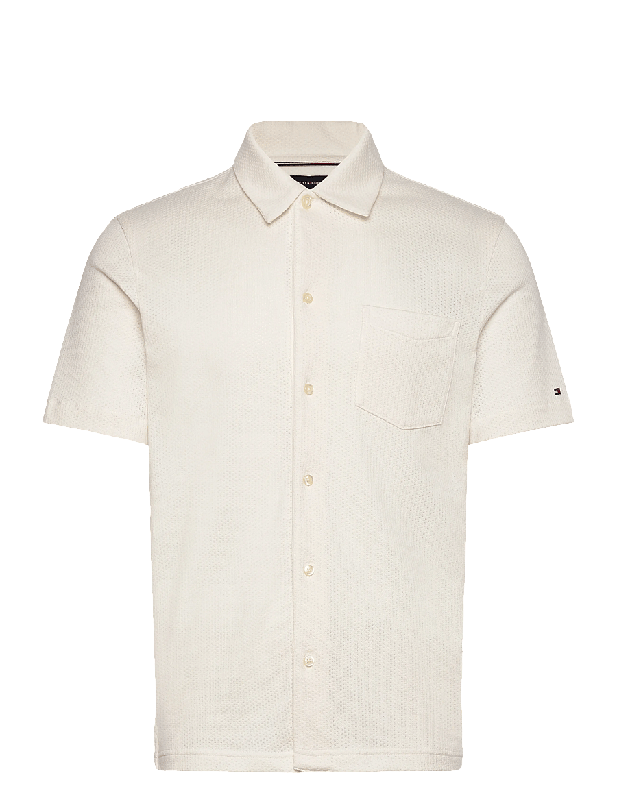 Tommy Hilfiger - OPEN KNIT FULL PLACKET REG POLO - gestrickte polohemden - ivory petal - 1