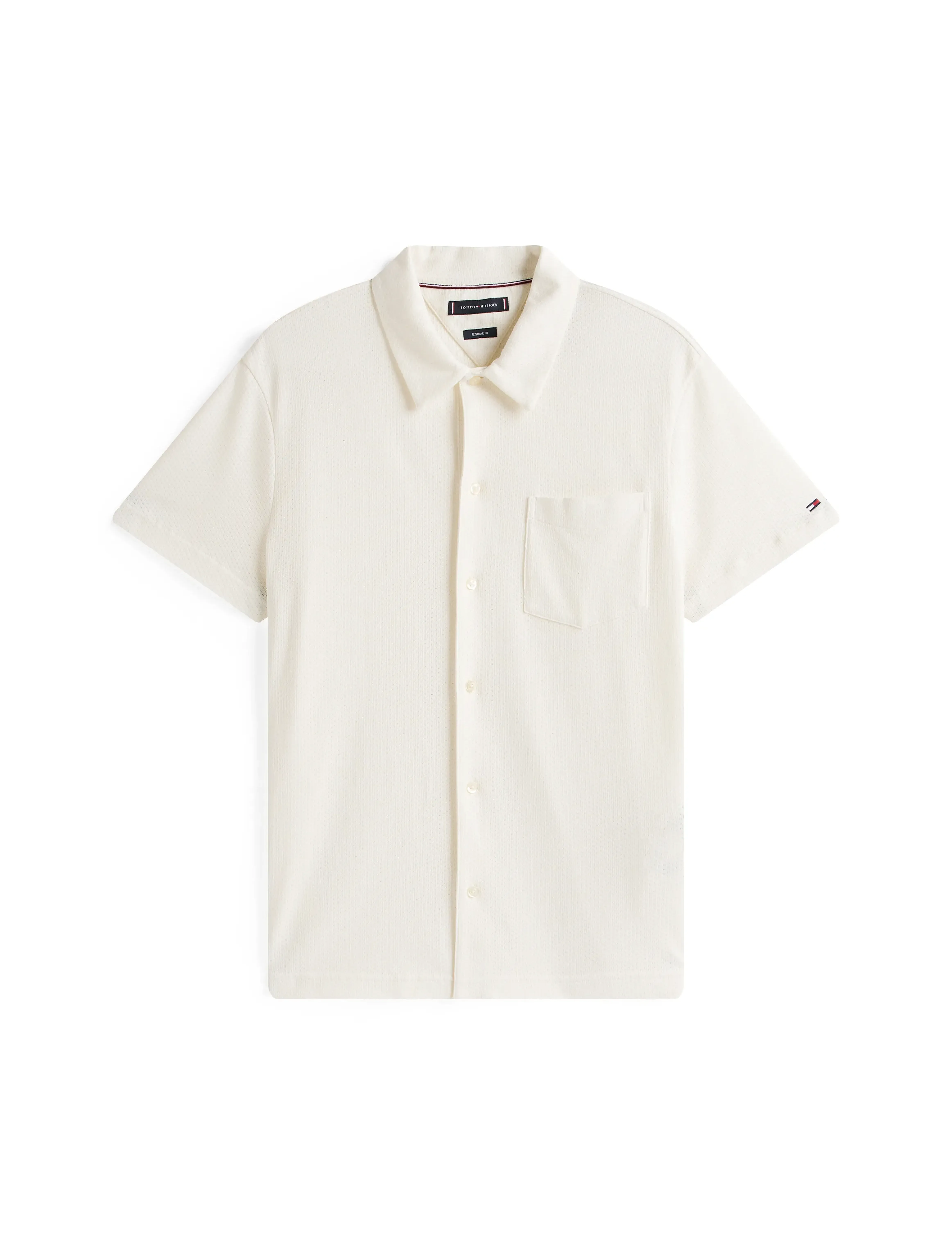 Tommy Hilfiger - OPEN KNIT FULL PLACKET REG POLO - stickade pikéer - ivory petal - 5