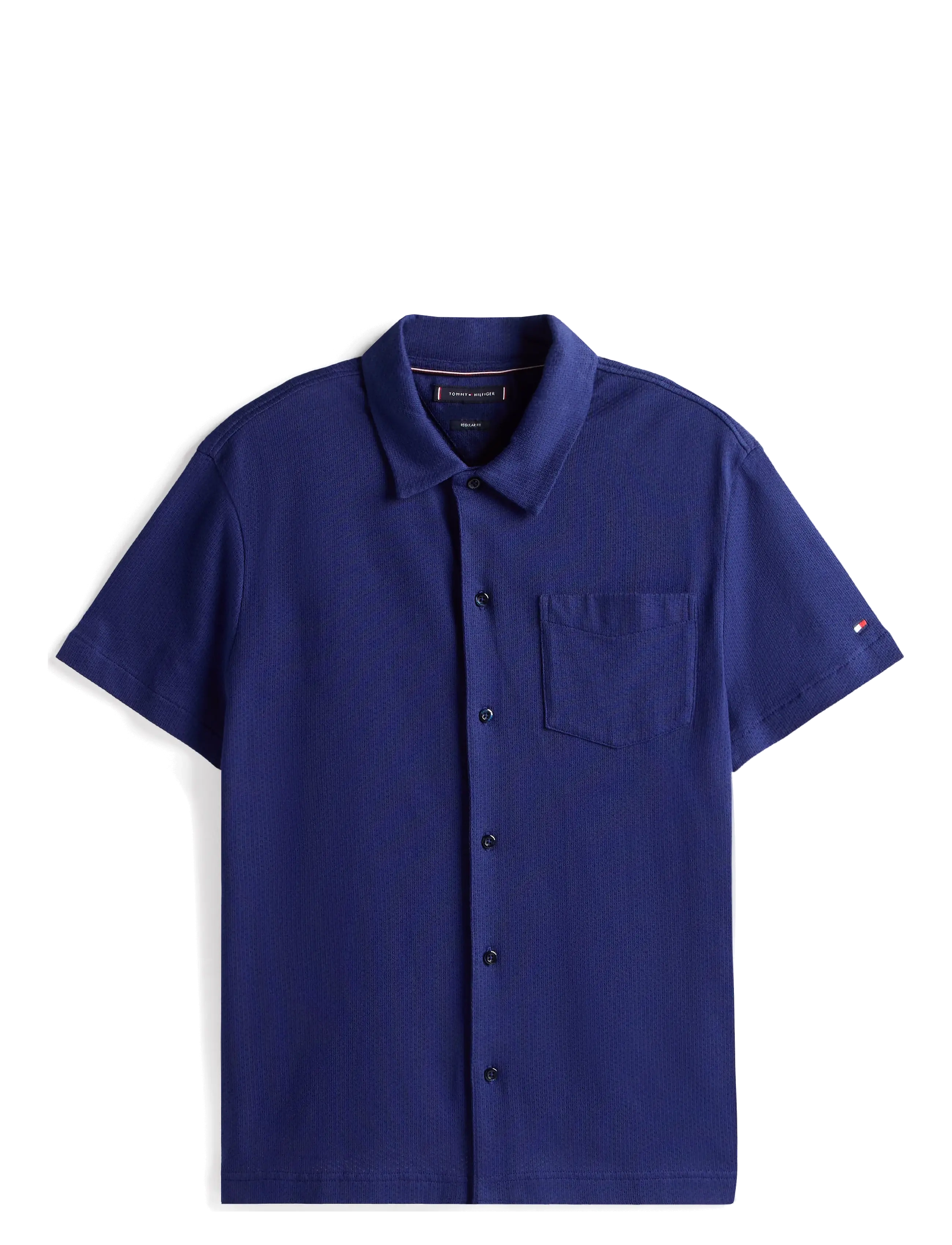 TOMMY HILFIGER Open Knit Full Placket Reg Polo Blau - M - Herren