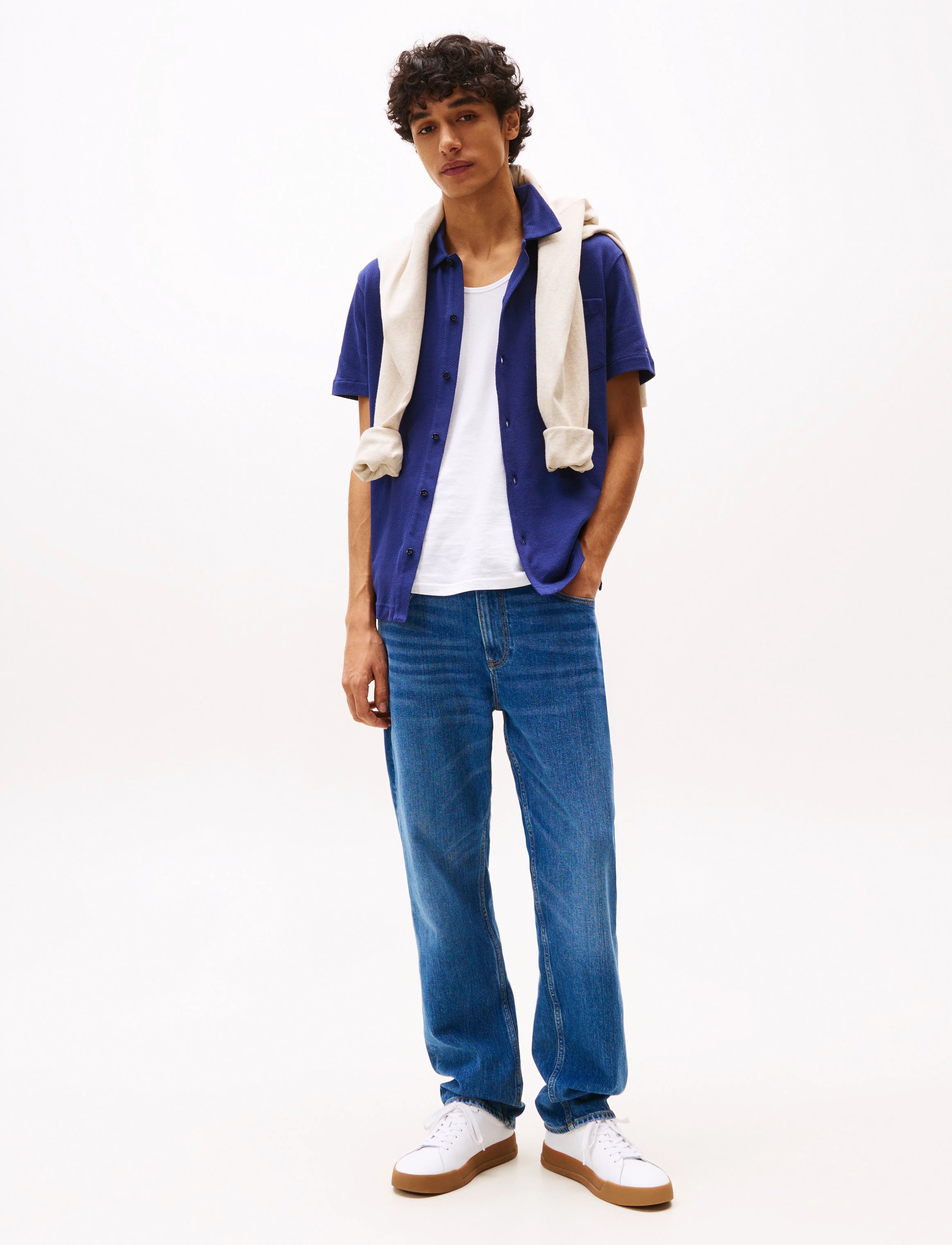 Tommy Hilfiger - OPEN KNIT FULL PLACKET REG POLO - stickade pikéer - preppy navy - 2