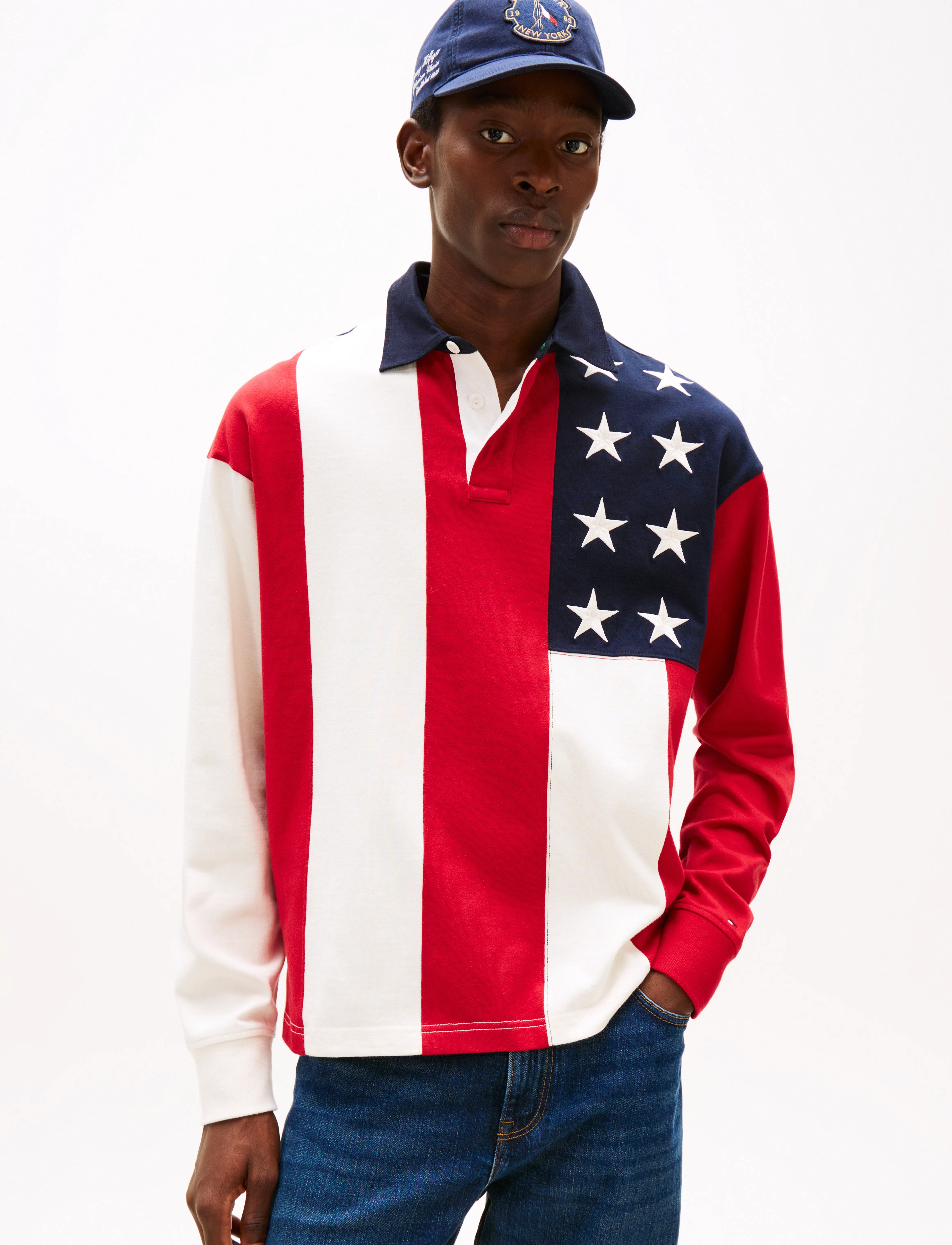 Tommy Hilfiger AMERICANA FLAG RUGBY - Sweatshirts - DESERT SKY/MULTI / multi