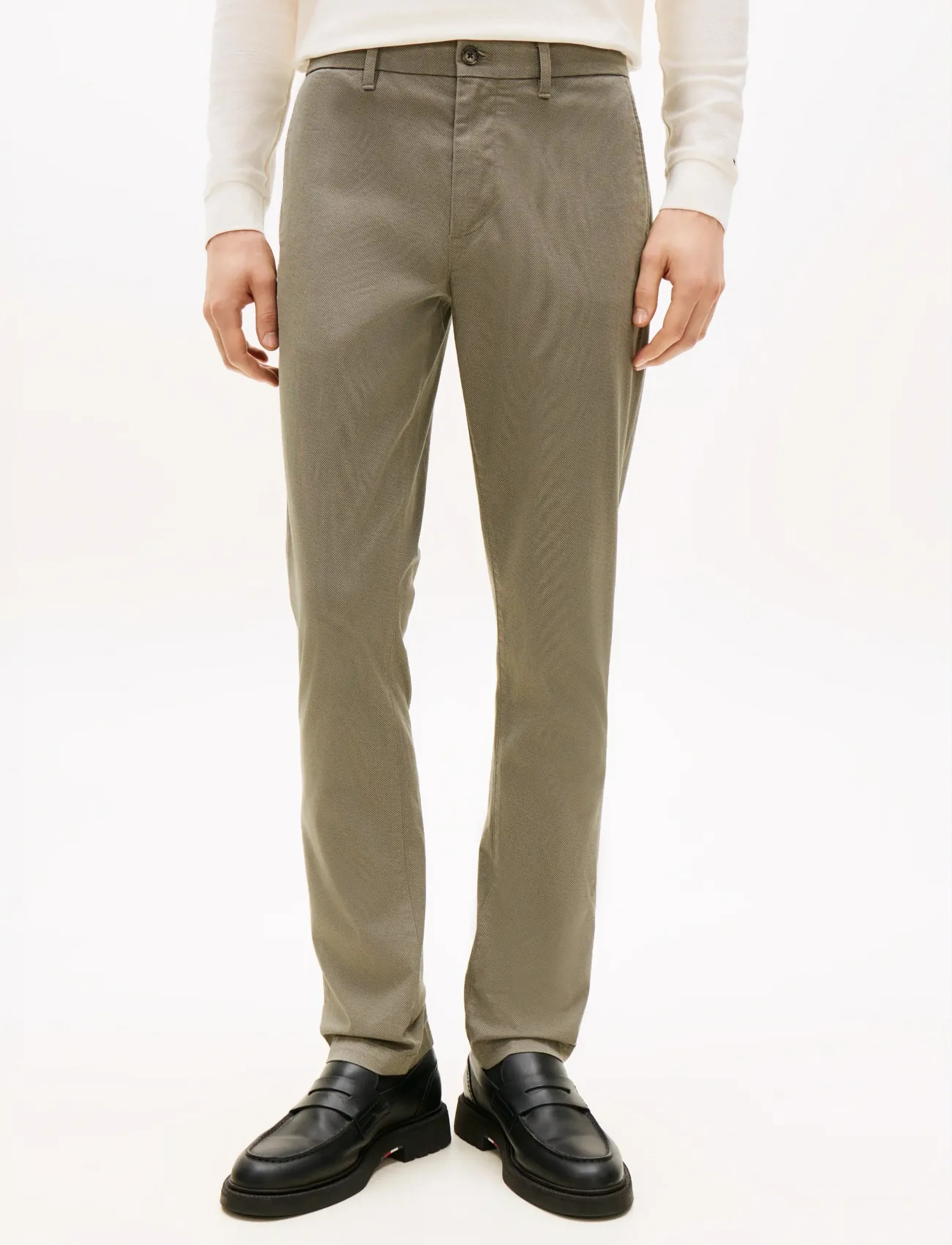 Tommy Hilfiger BLEECKER PRINTED STRUCTURE CHINO - Kläder - HYDROGEN GREY / khaki/green