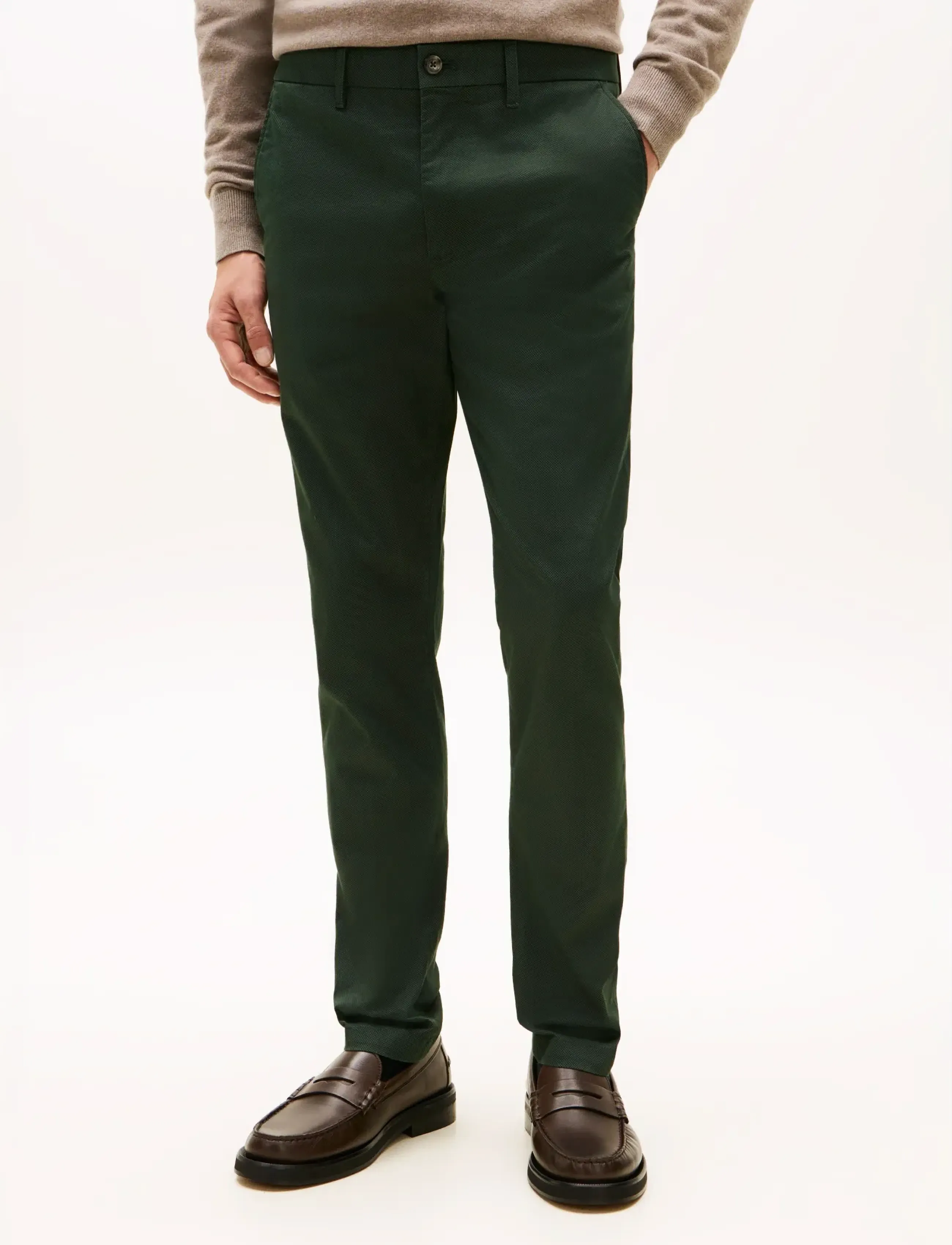 Tommy Hilfiger BLEECKER PRINTED STRUCTURE CHINO - Bukser - RIVERBED GREEN / green