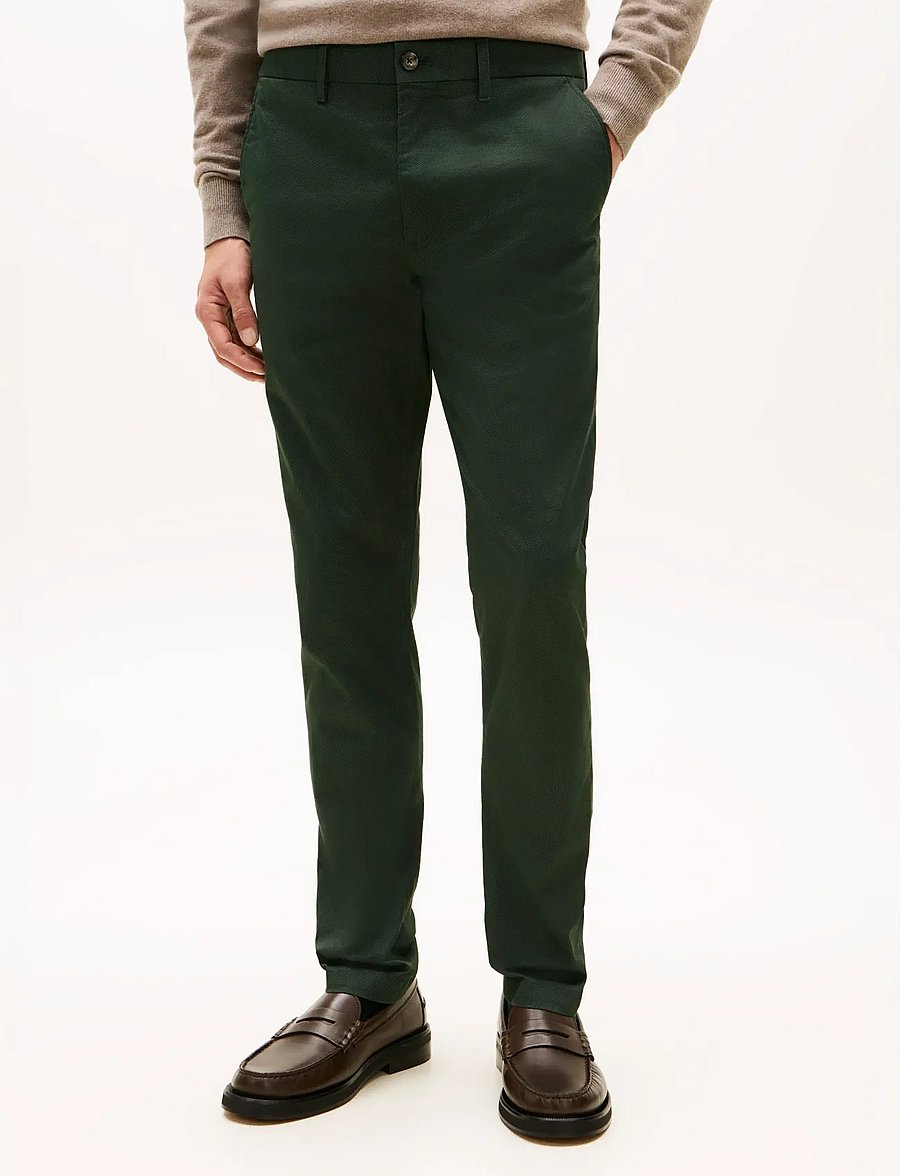Tommy Hilfiger - BLEECKER PRINTED STRUCTURE CHINO - casual byxor - riverbed green - 0