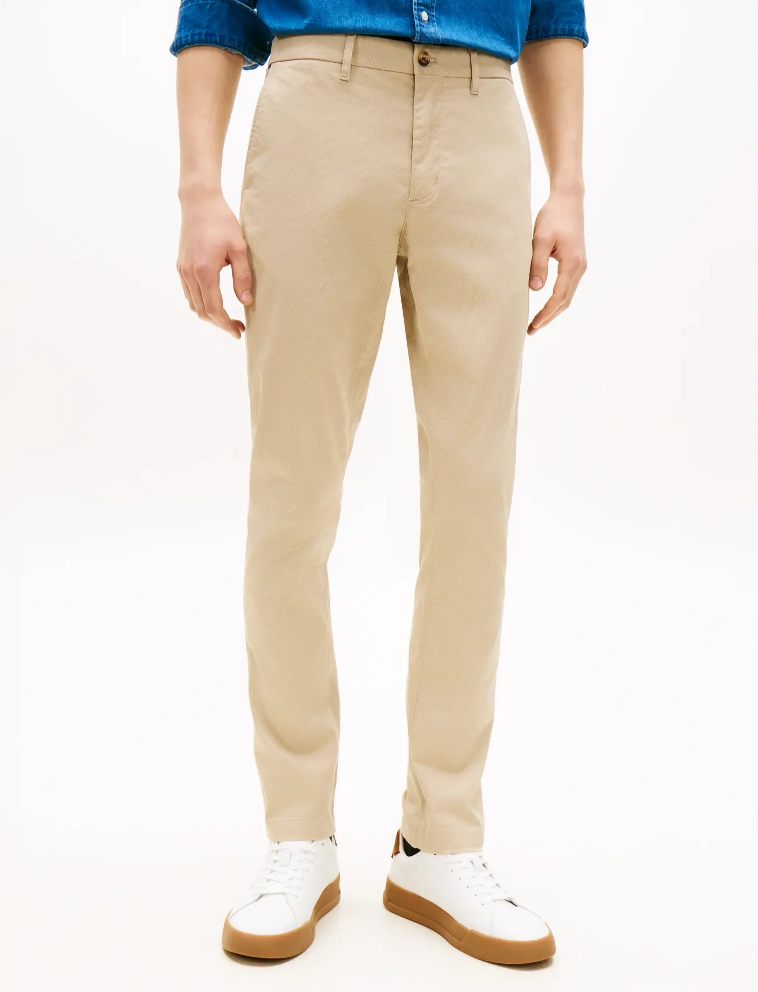 Tommy Hilfiger BLEECKER PRINTED STRUCTURE CHINO - Bukser - SANDALWOOD / beige