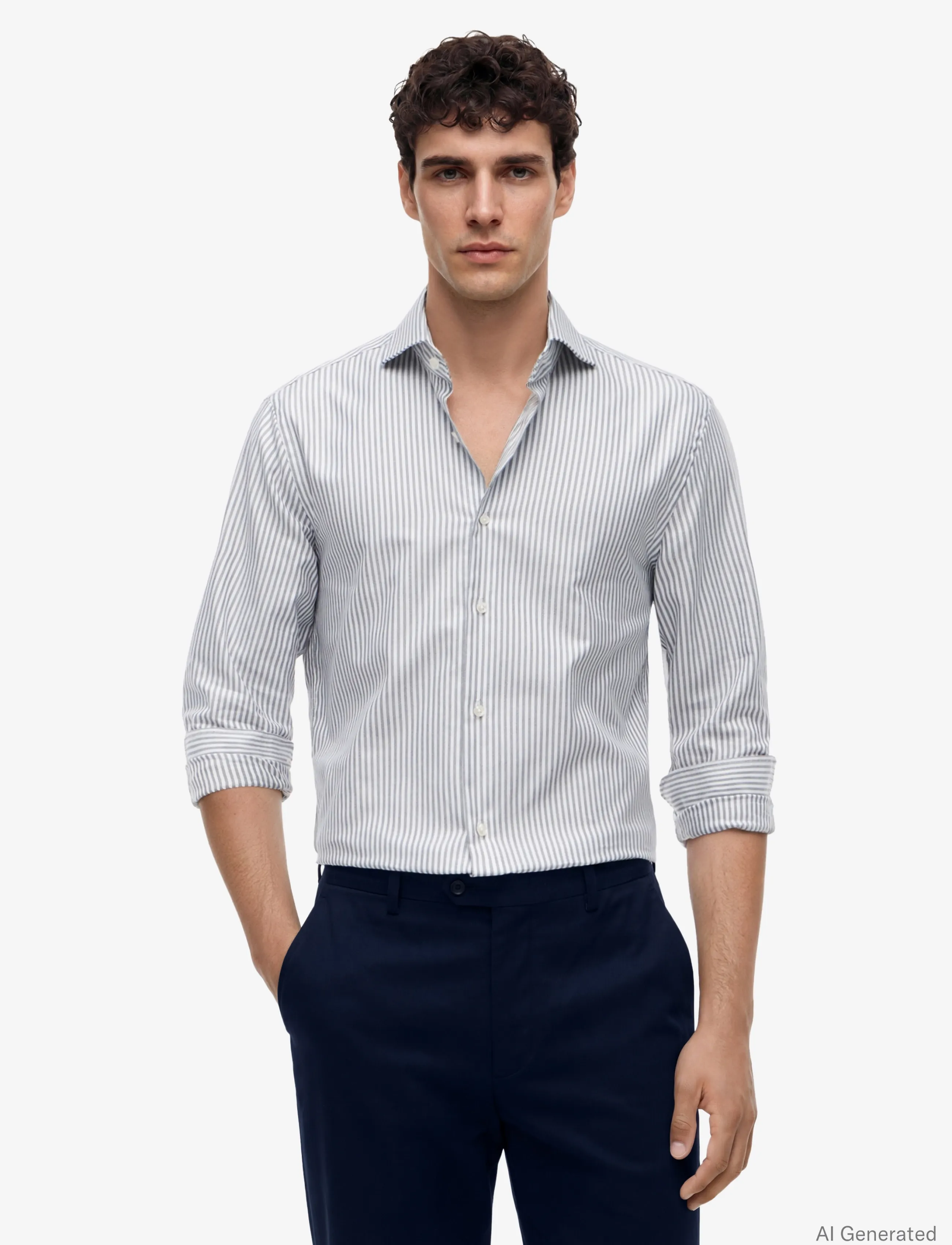 Tommy Hilfiger DC ROYAL OXFORD ITHACA SHIRT - Freizeithemden - CARBON NAVY WHITE / white