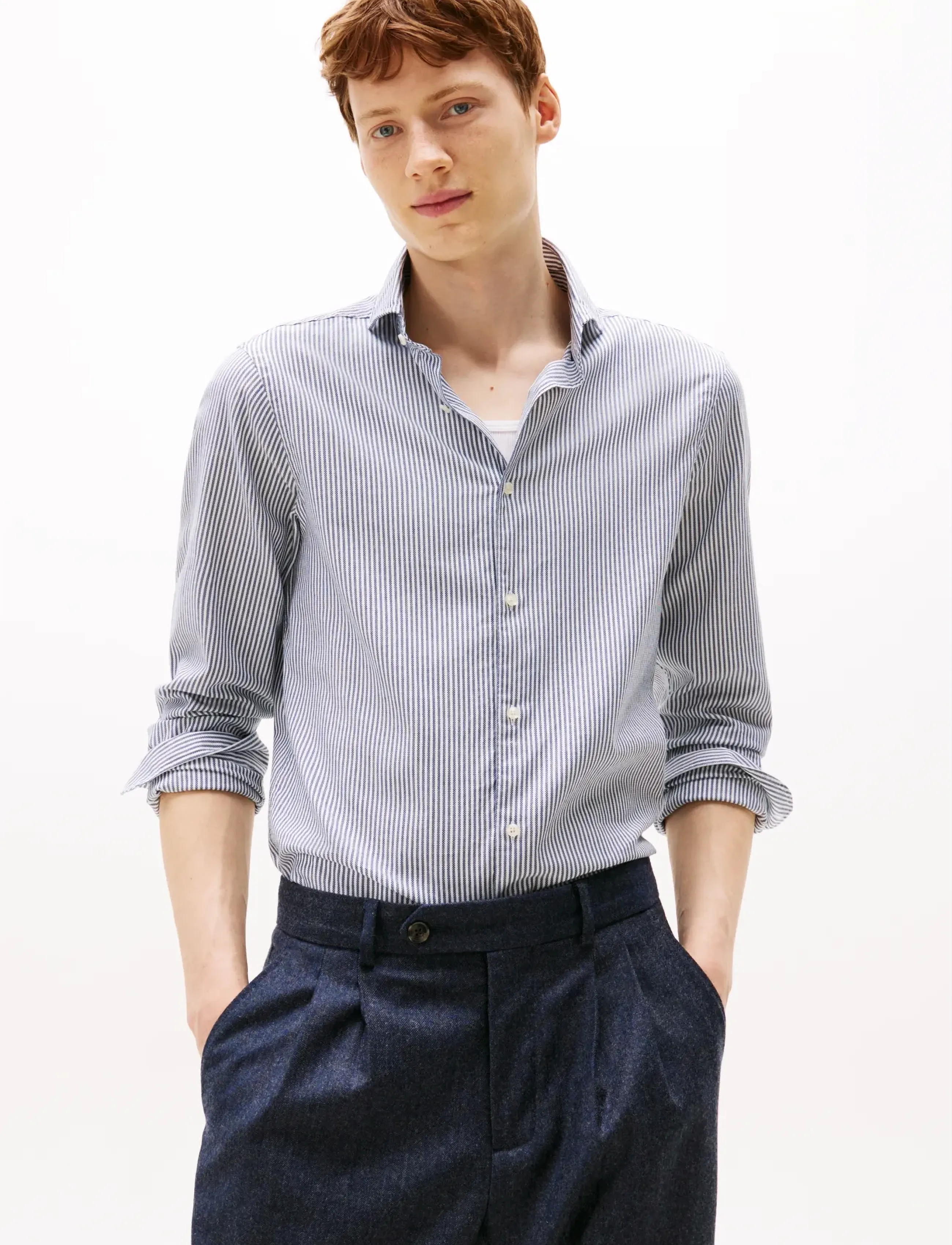 Tommy Hilfiger DC ROYAL OXFORD ITHACA SHIRT - Pakkumised - PREPPY NAVY WHITE / blue