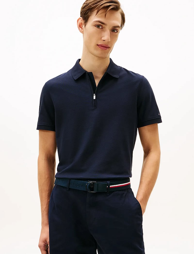 Tommy Hilfiger - DC PERFORMANCE ZIP POLO - kortærmede poloer - desert sky - 0