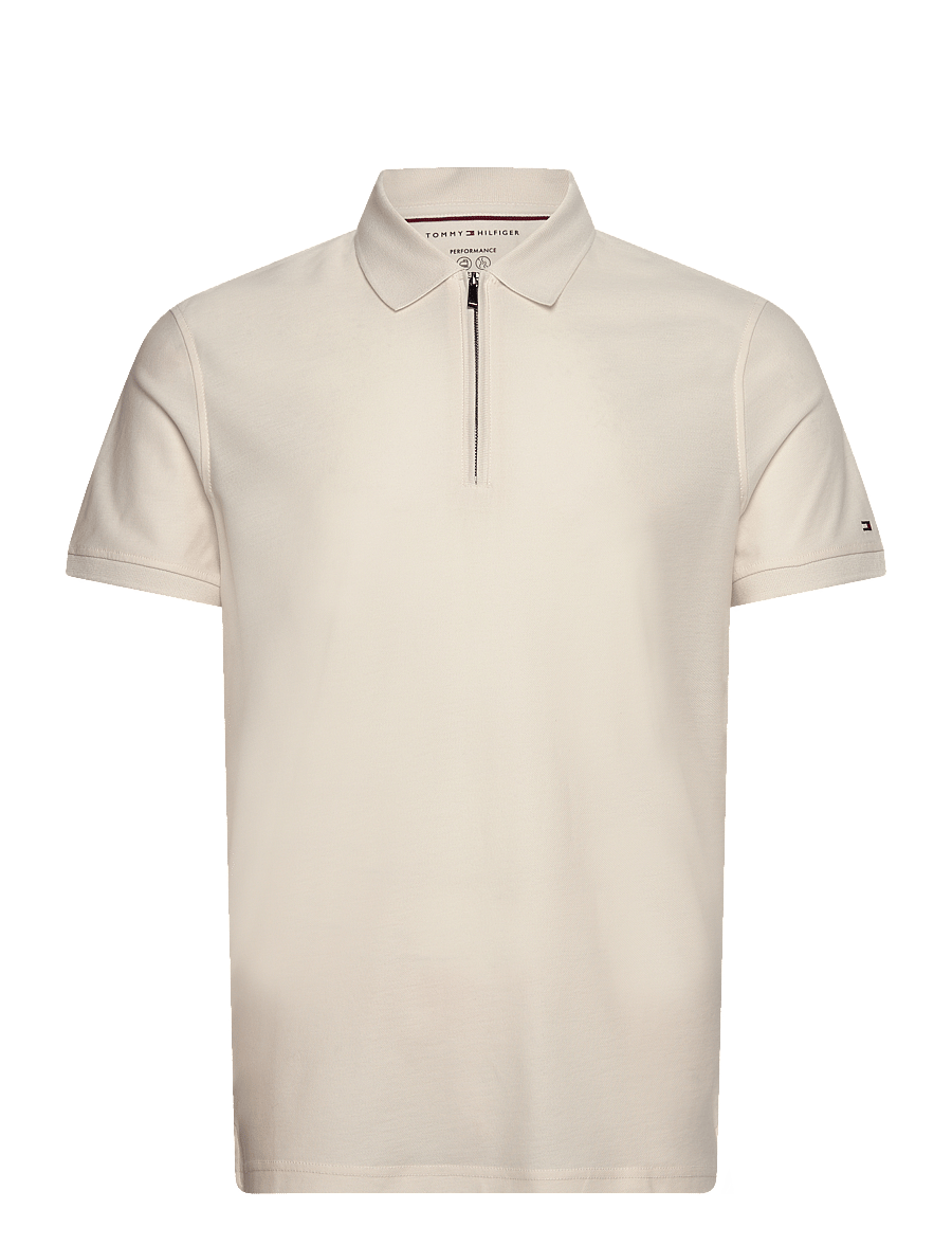 Tommy Hilfiger - DC PERFORMANCE ZIP POLO - lyhythihaiset - ivory petal - 1