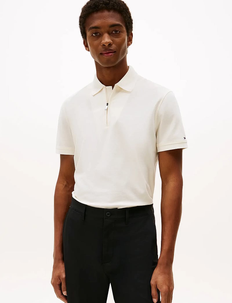 Tommy Hilfiger - DC PERFORMANCE ZIP POLO - kortærmede poloer - ivory petal - 0