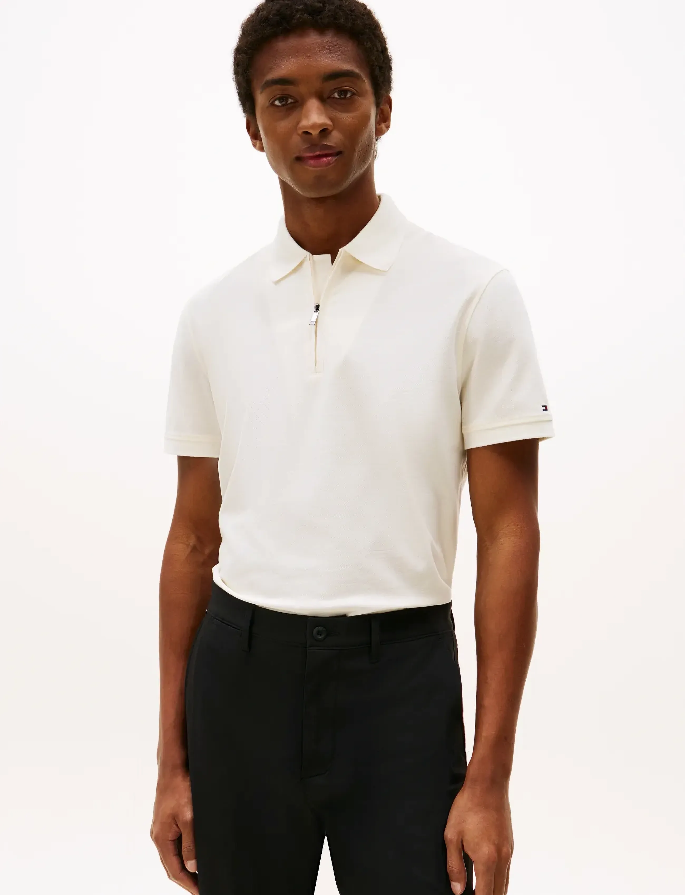 Tommy Hilfiger DC PERFORMANCE ZIP POLO - Tommy Hilfiger - IVORY PETAL / cream
