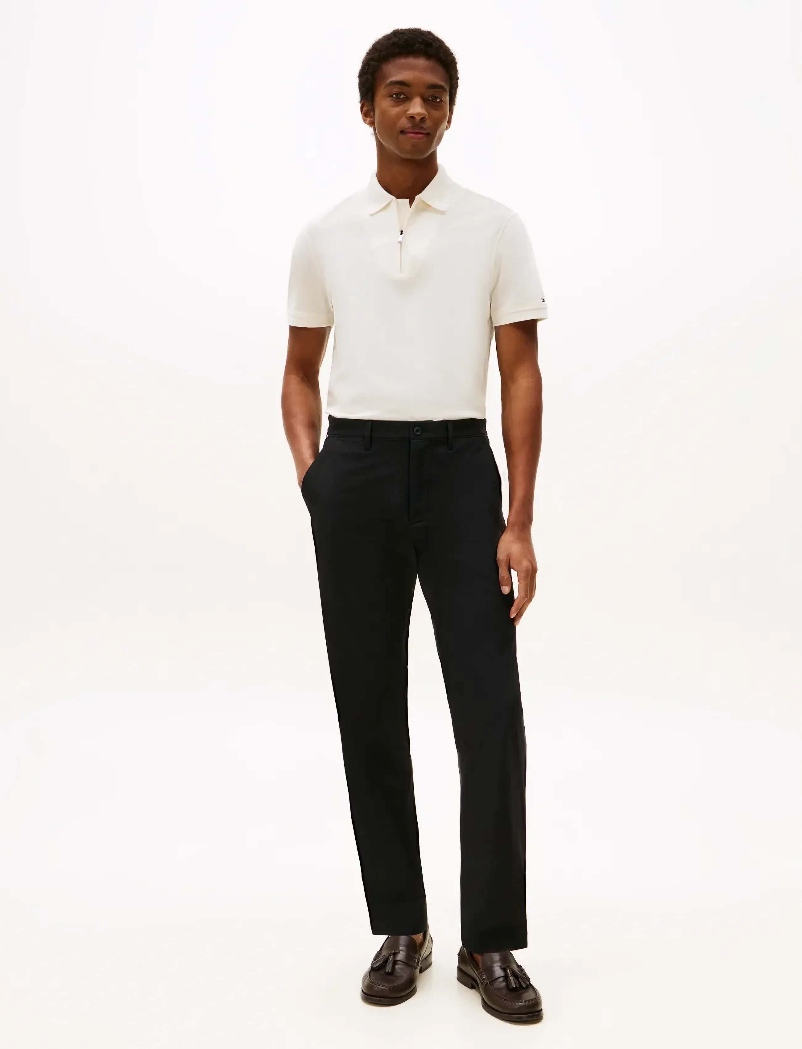 Tommy Hilfiger - DC PERFORMANCE ZIP POLO - lyhythihaiset - ivory petal - 3