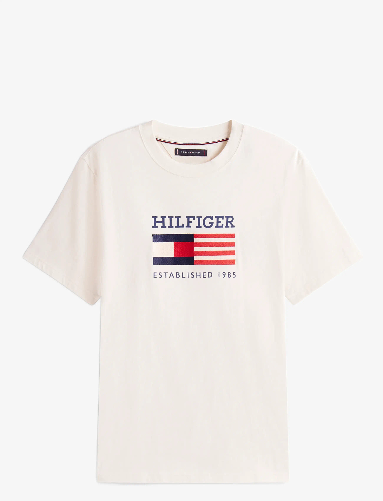 Tommy Hilfiger - AMERICANA MONOTYPE FLAG BOX TEE - kortärmade t-shirts - ivory petal - 1