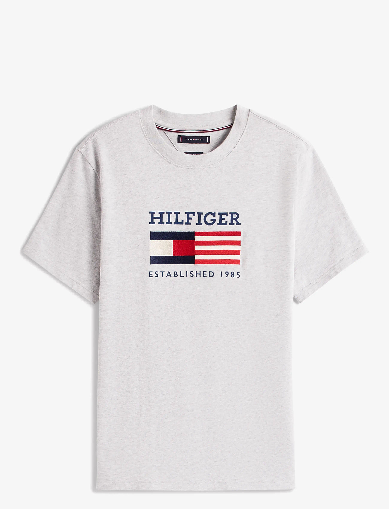 Tommy Hilfiger - AMERICANA MONOTYPE FLAG BOX TEE - kortærmede t-shirts - light grey heather - 1