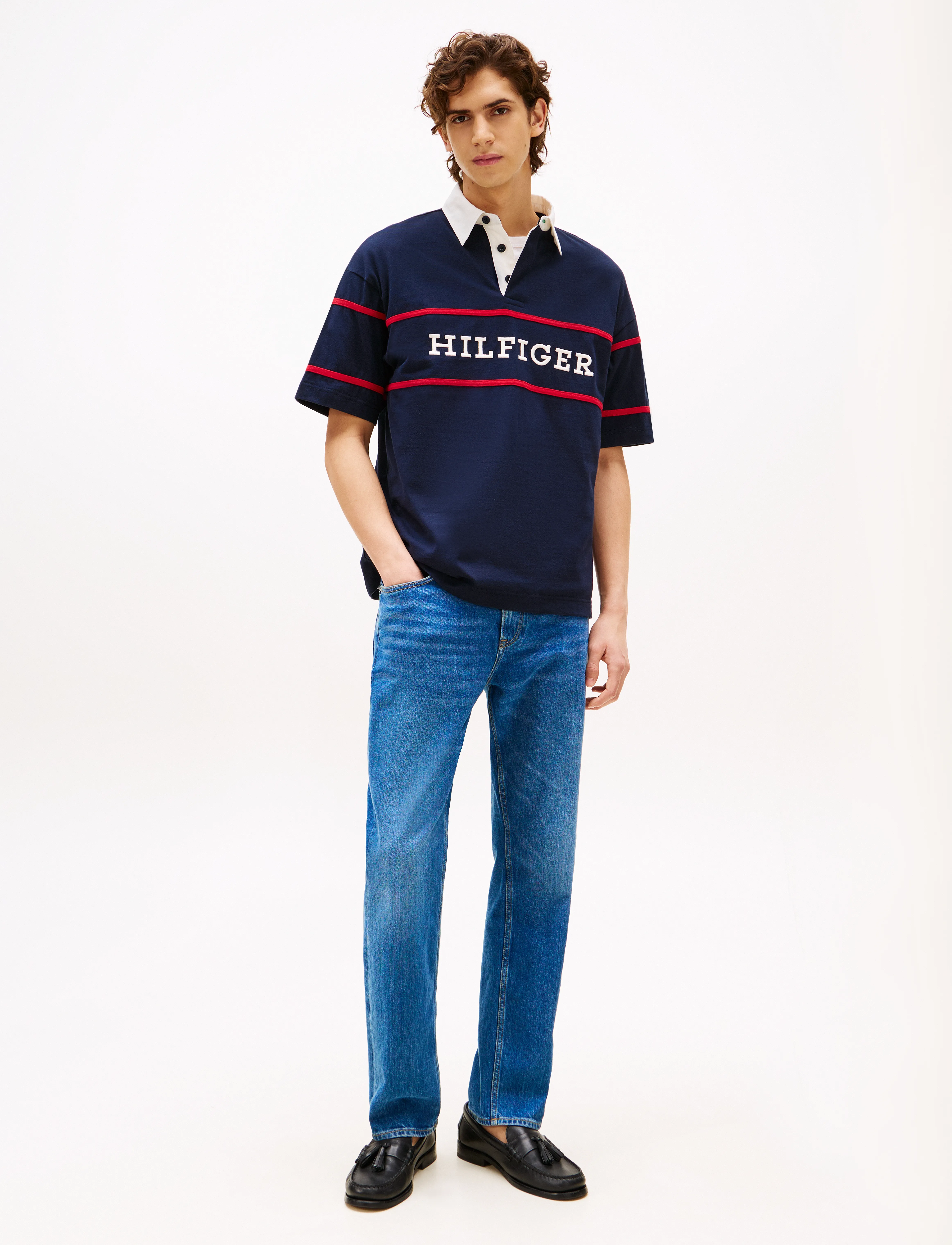 Tommy Hilfiger - AMERICANA COLOURBLOCK SS RUGBY - krótki rękaw - desert sky - 2