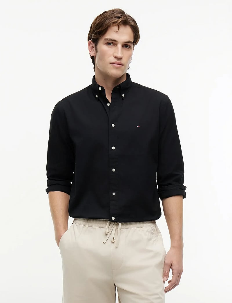 Tommy Hilfiger - CORE FLEX POPLIN SOLID RF SHIRT - casual skjortor - black - 0
