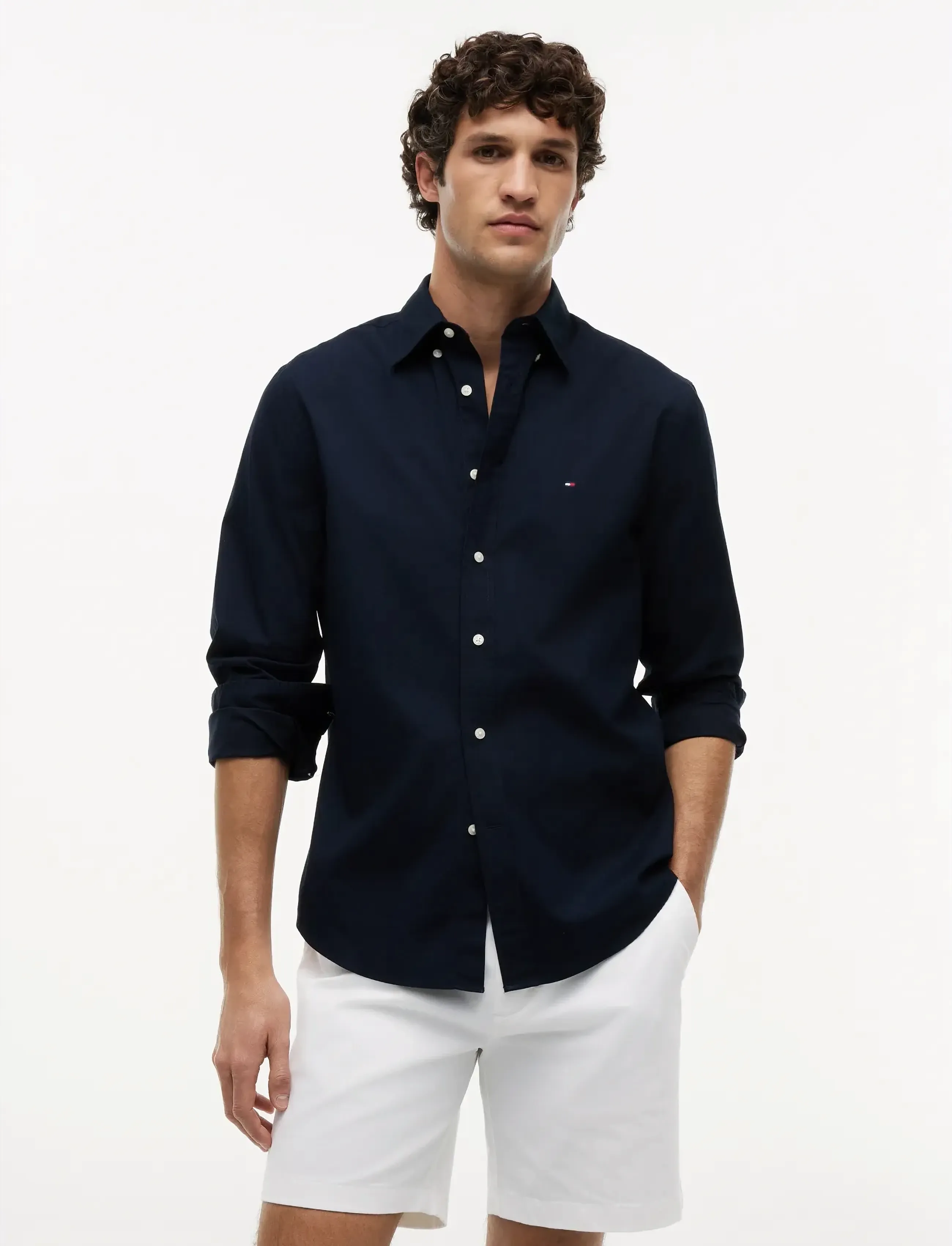 Tommy Hilfiger CORE FLEX POPLIN SOLID RF SHIRT - Clothing - NAVY BLUE / navy