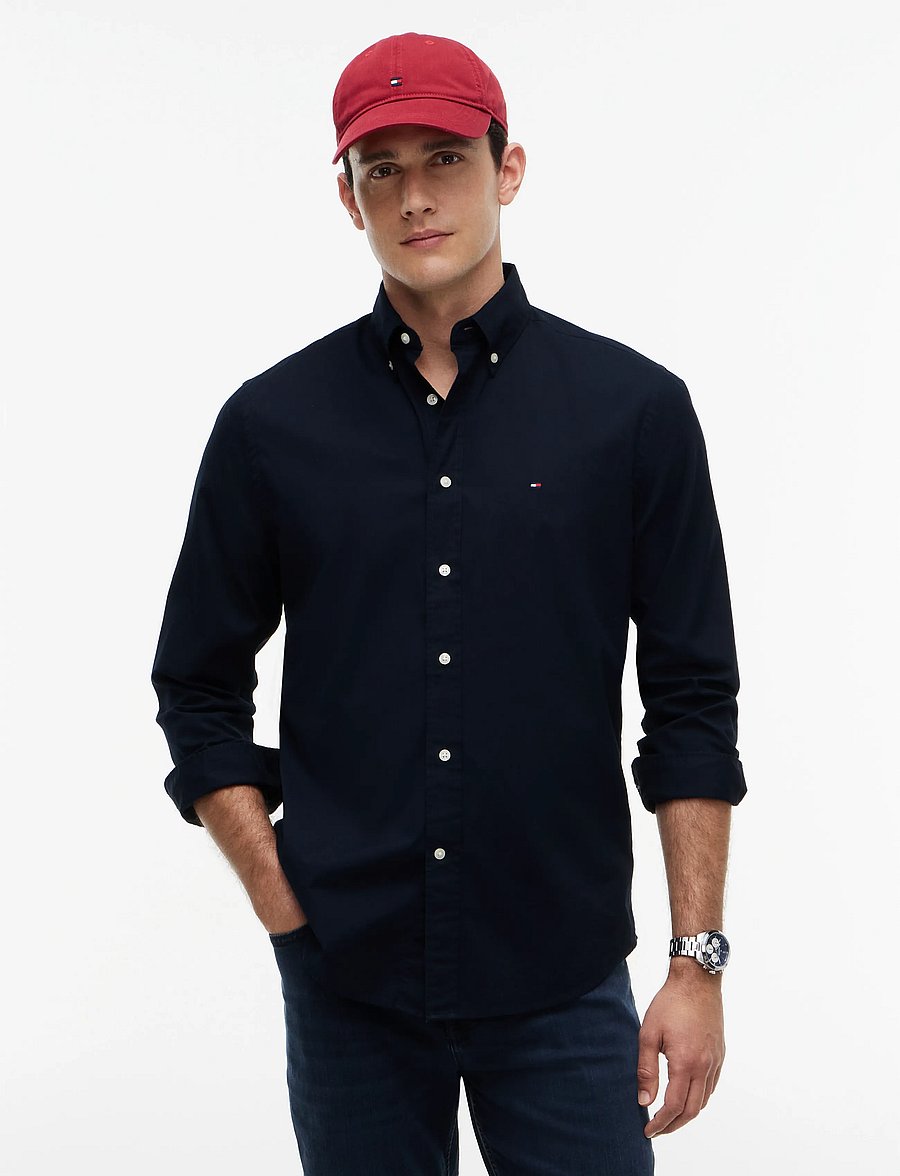 Tommy Hilfiger - CORE FLEX POPLIN SOLID RF SHIRT - vabaajasärgid - navy blue - 0