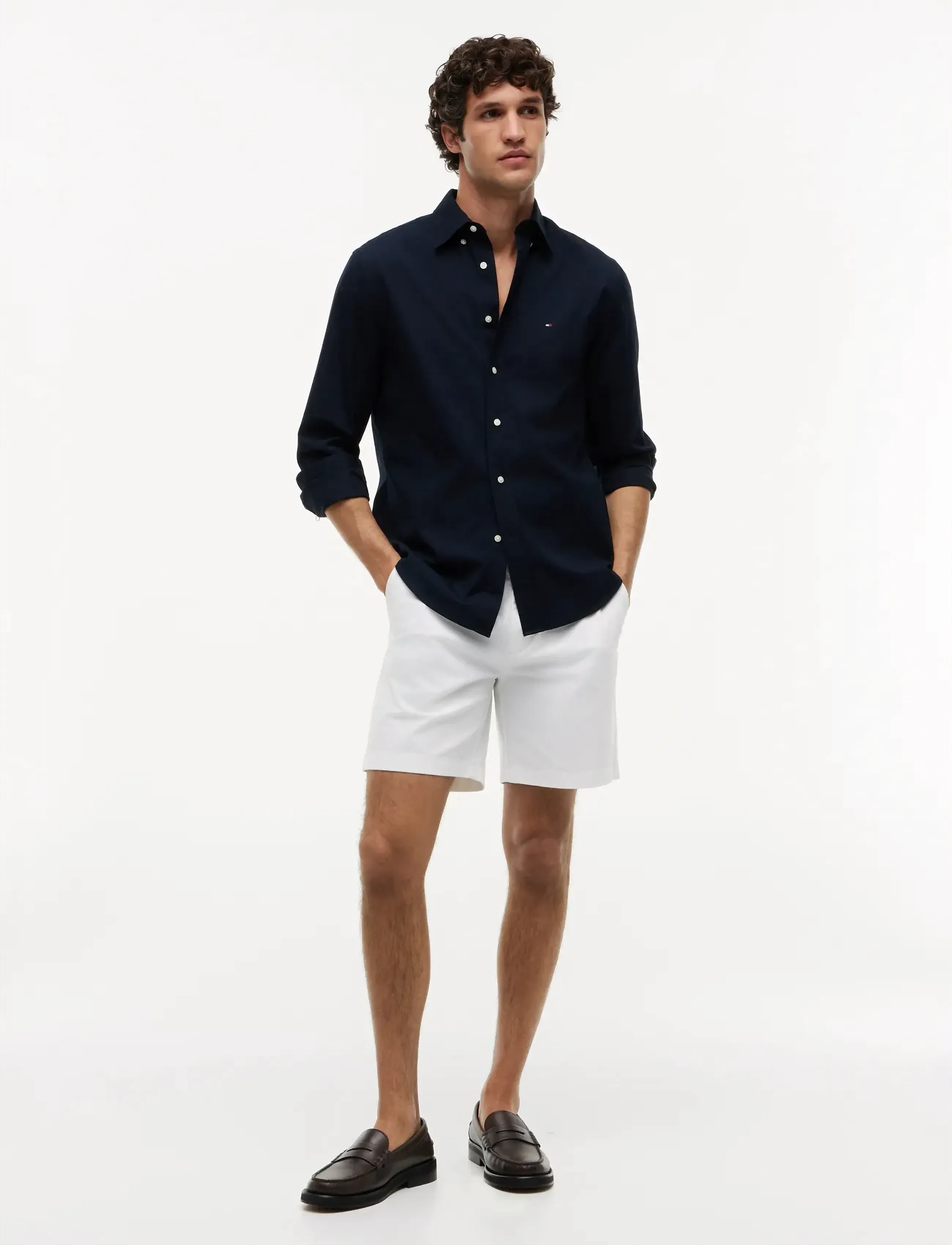 Tommy Hilfiger - CORE FLEX POPLIN SOLID RF SHIRT - vabaajasärgid - navy blue - 5