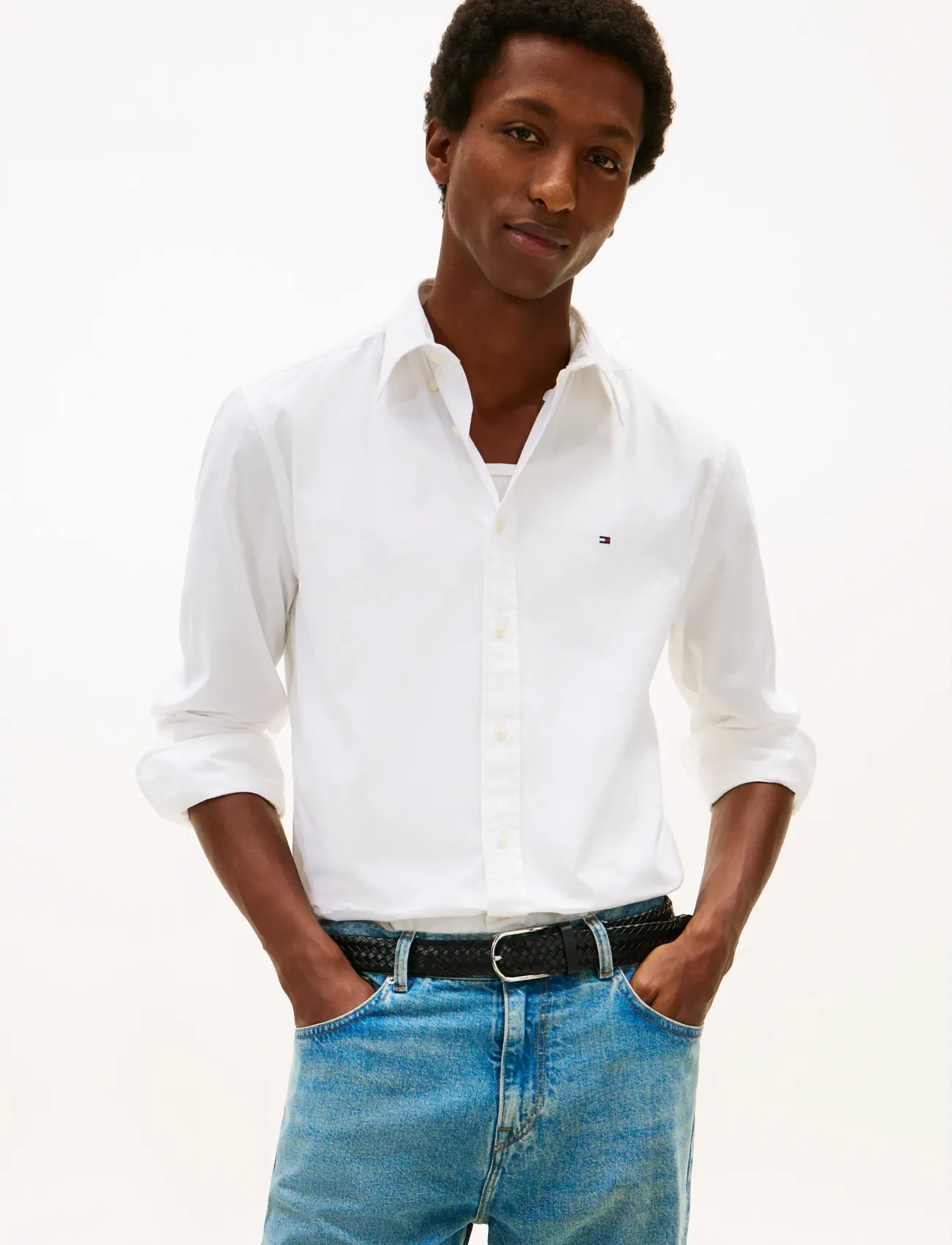 Tommy Hilfiger CORE FLEX POPLIN SOLID RF SHIRT - Kleidung - WHITE / white