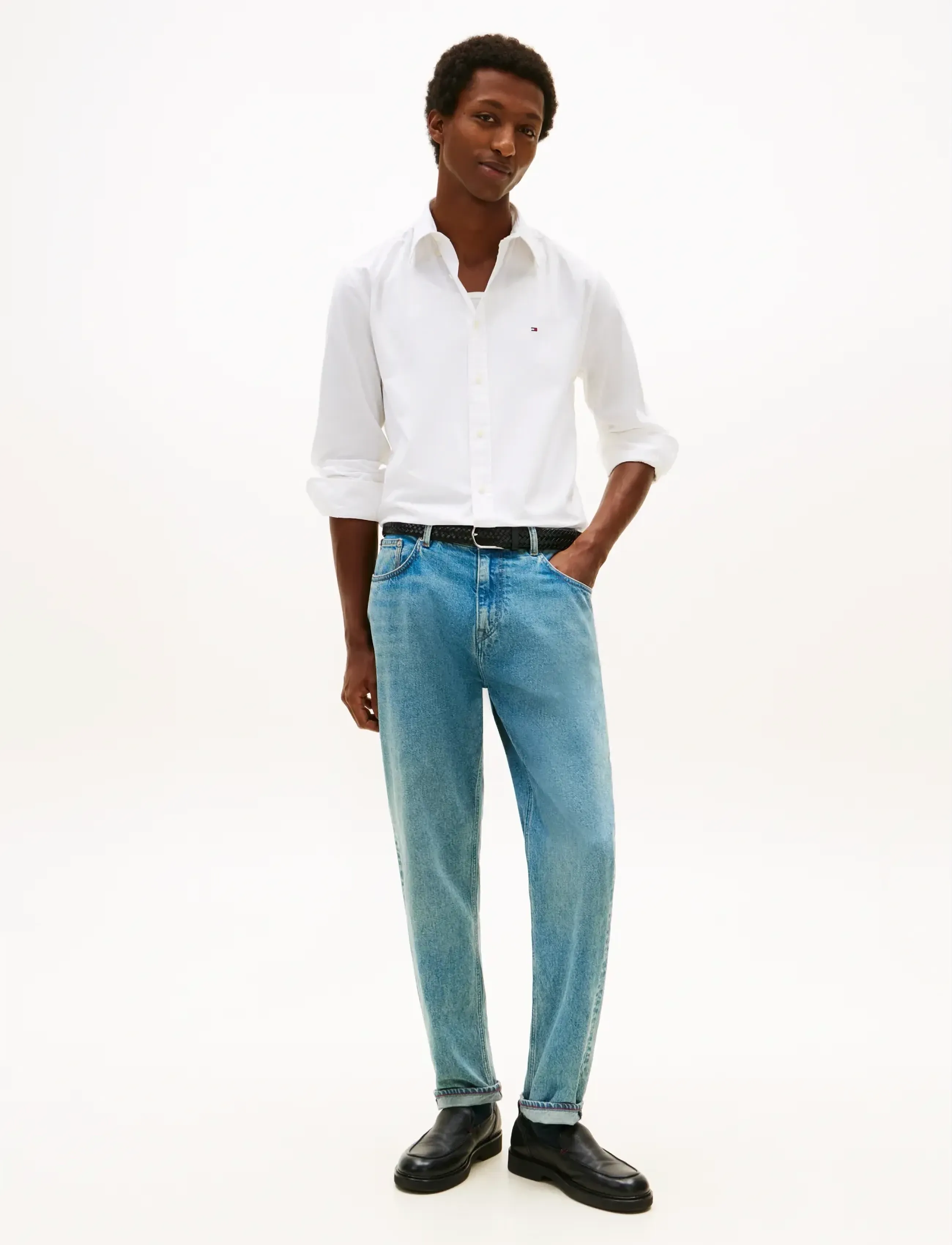 Tommy Hilfiger CORE FLEX POPLIN SOLID RF SHIRT - Särgid - WHITE / white