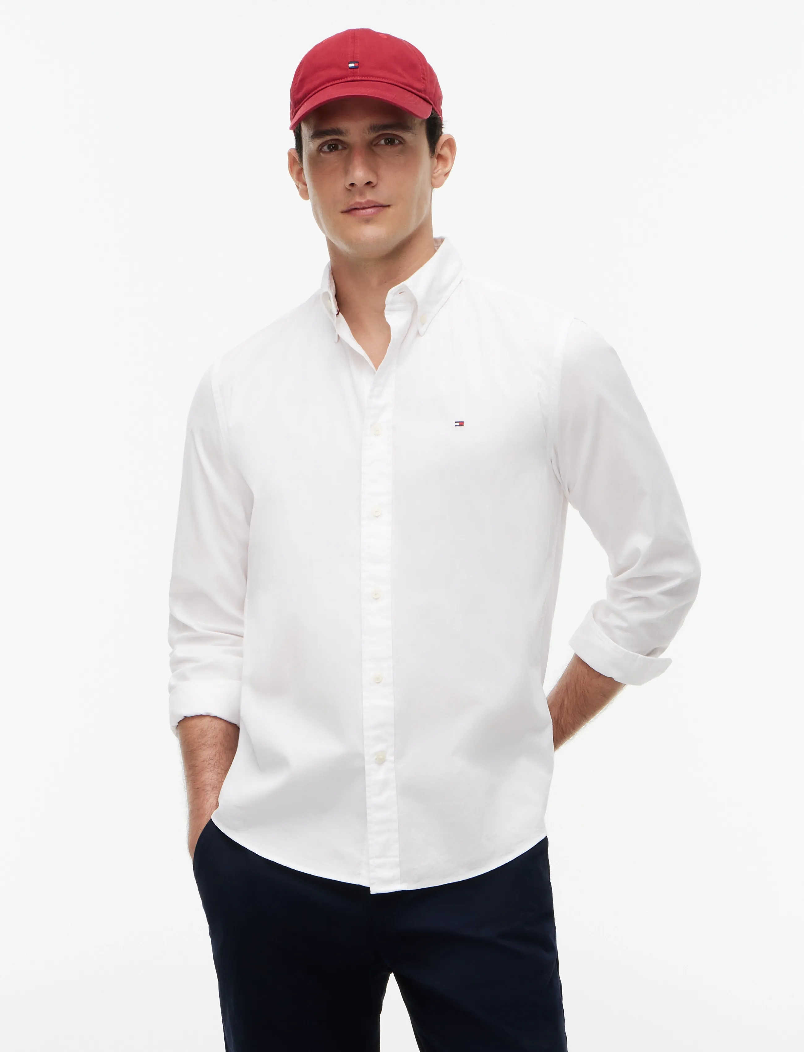 Tommy Hilfiger CORE FLEX POPLIN SOLID RF SHIRT - Vabaajasärgid - WHITE / white