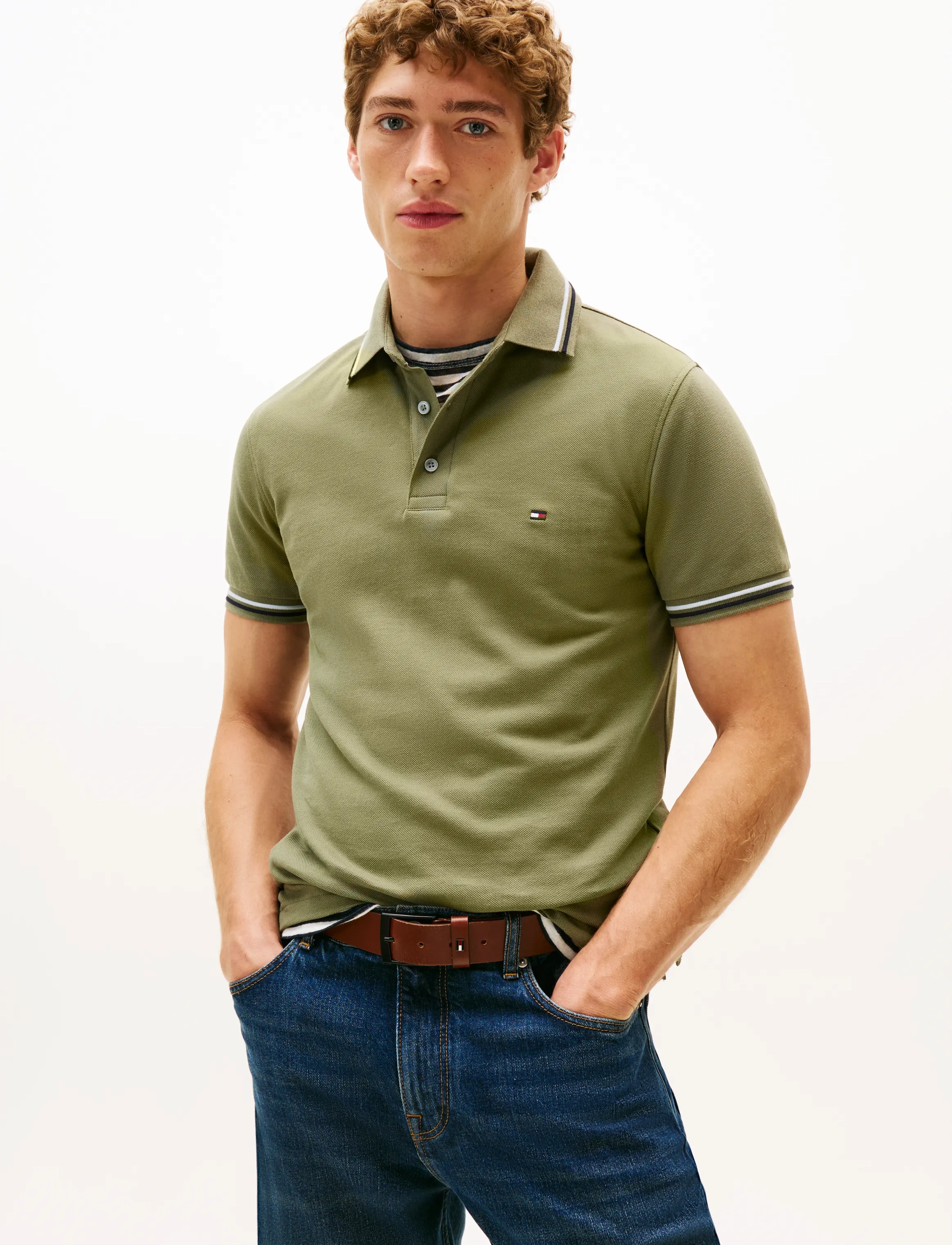 Tommy Hilfiger TIPPED SLIM FIT SEASONAL POLO - Kampagne - BATTLE GREEN / khaki/green