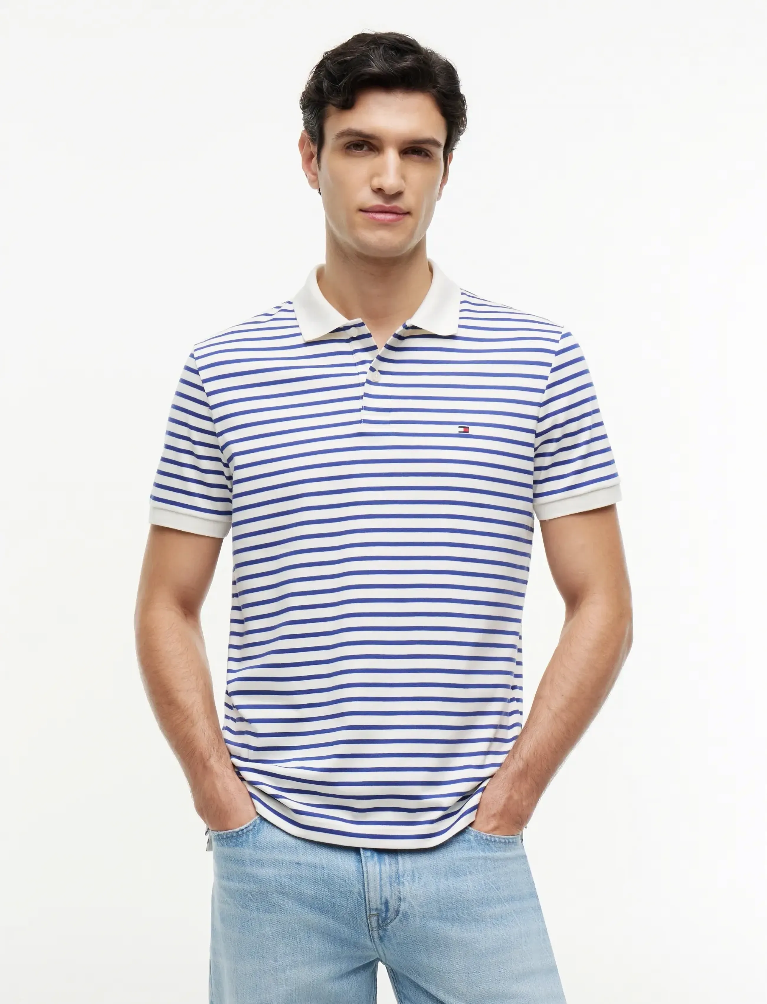 Tommy Hilfiger Soft Touch Interlock Reg Polo, Mænd, Polo Shirt, Blå, Str: XL