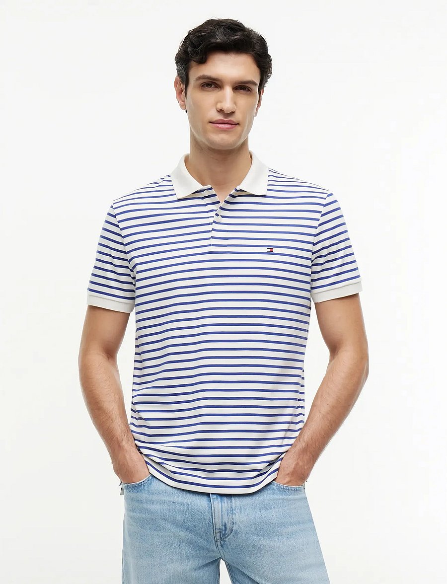 Tommy Hilfiger - LIQUID COTTON REG SEASONAL POLO - kurzärmelig - ivory petal pigment blue - 0