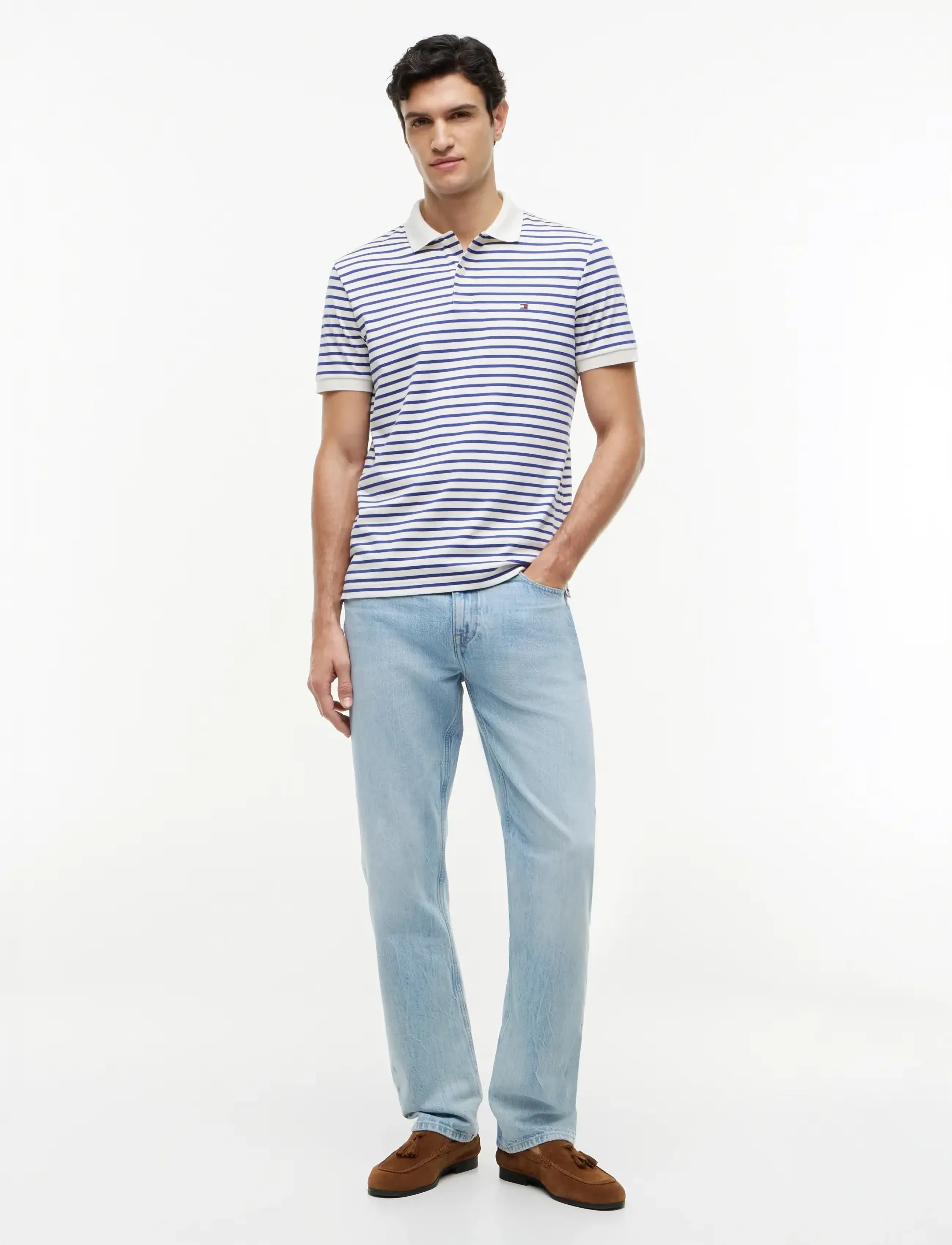 Tommy Hilfiger - LIQUID COTTON REG SEASONAL POLO - kortærmede poloer - ivory petal   pigment blue - 4