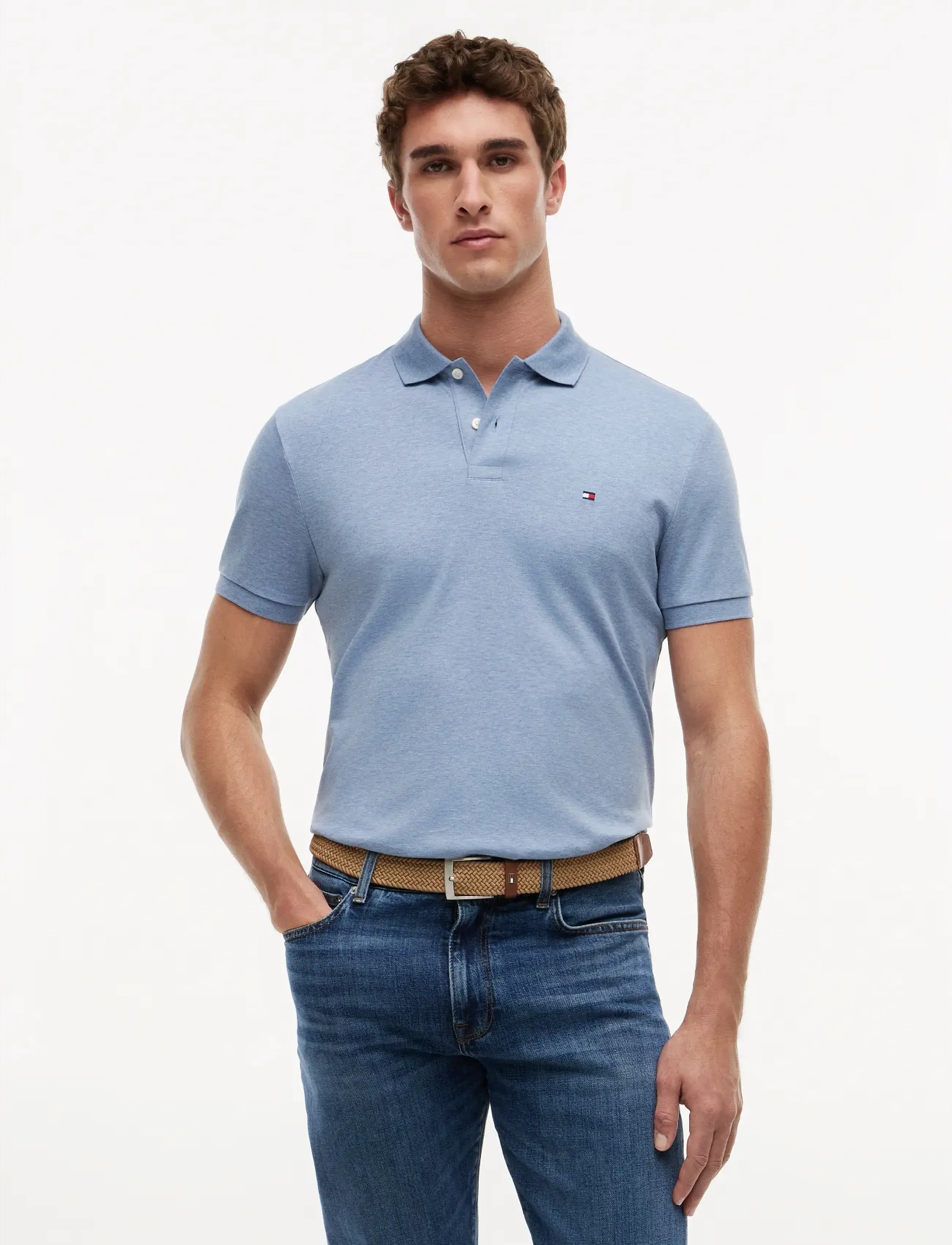 Tommy Hilfiger Soft Touch Interlock Reg Polo, Mænd, Polo Shirt, Blå, Str: XXL