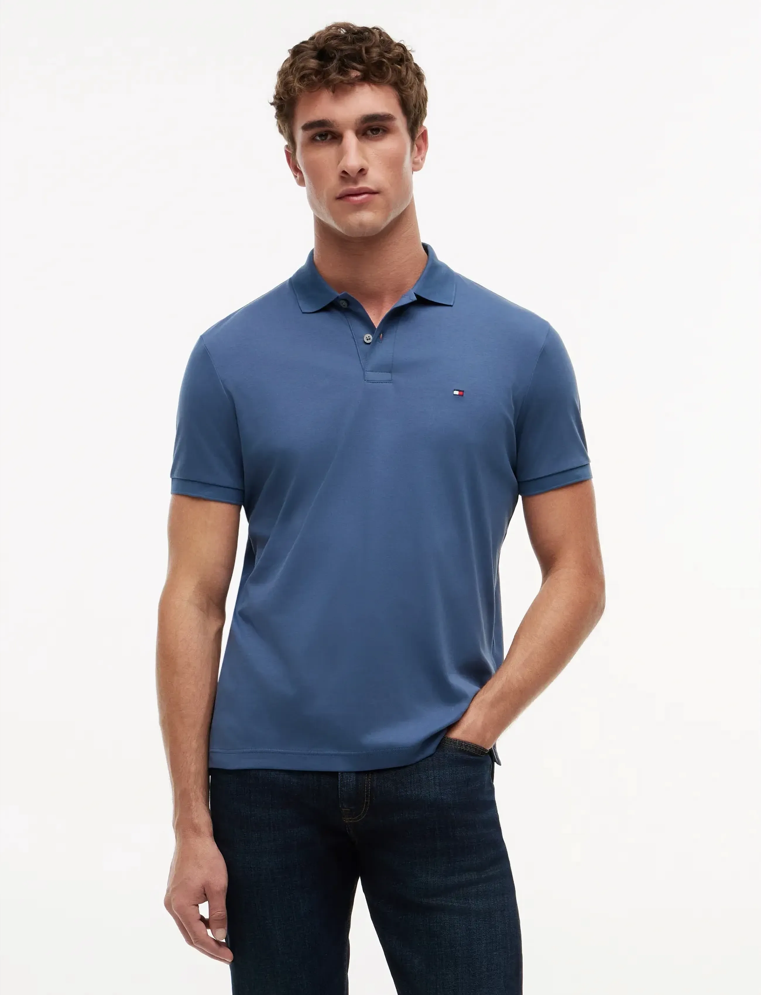 Tommy Hilfiger Soft Touch Interlock Reg Polo, Mænd, Polo Shirt, Blå, Str: S